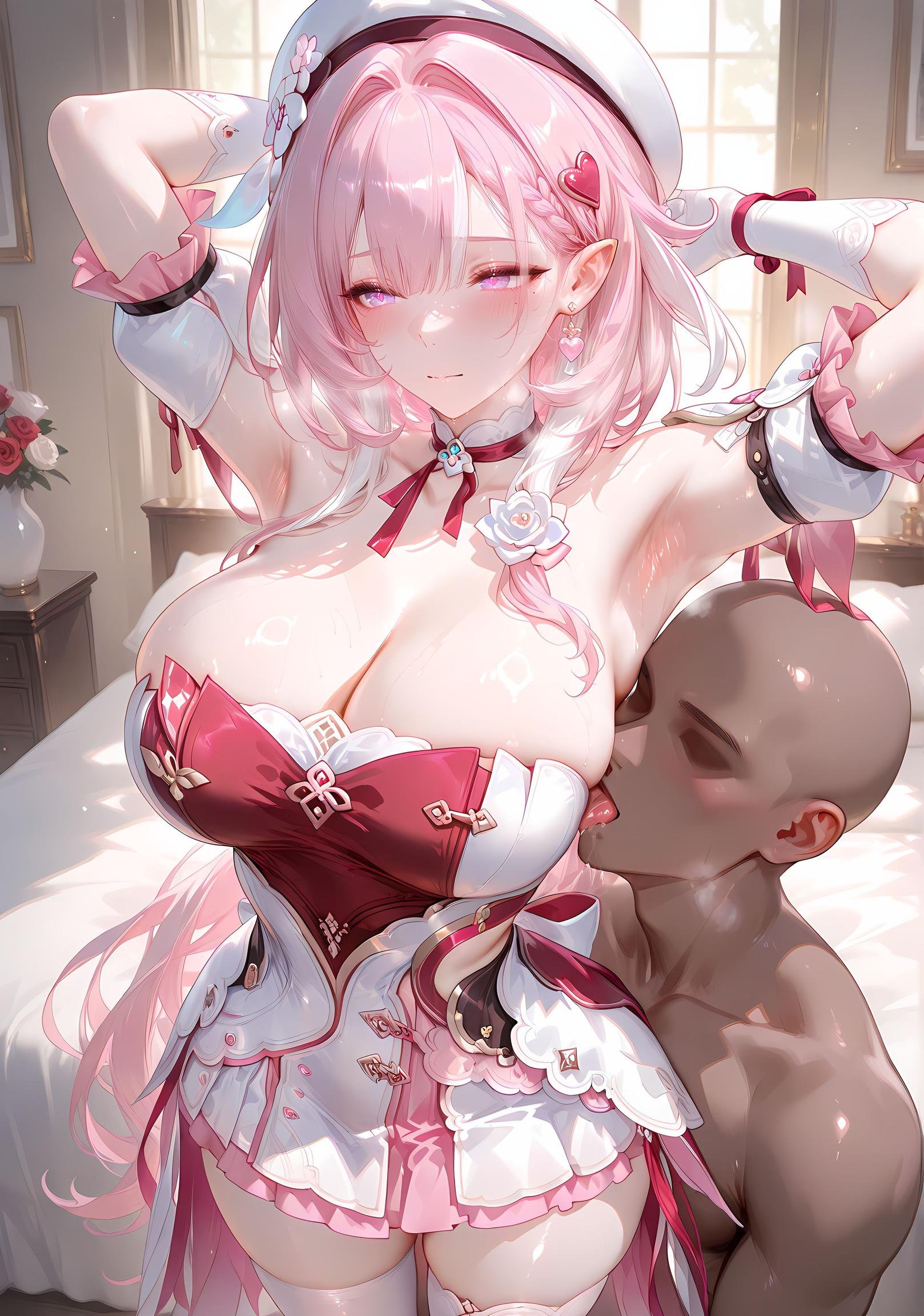 AI生成アニメ少女 - [NAKS] 爱莉希雅Elysia：黒スト私室ベッド撮影 露穴 342P