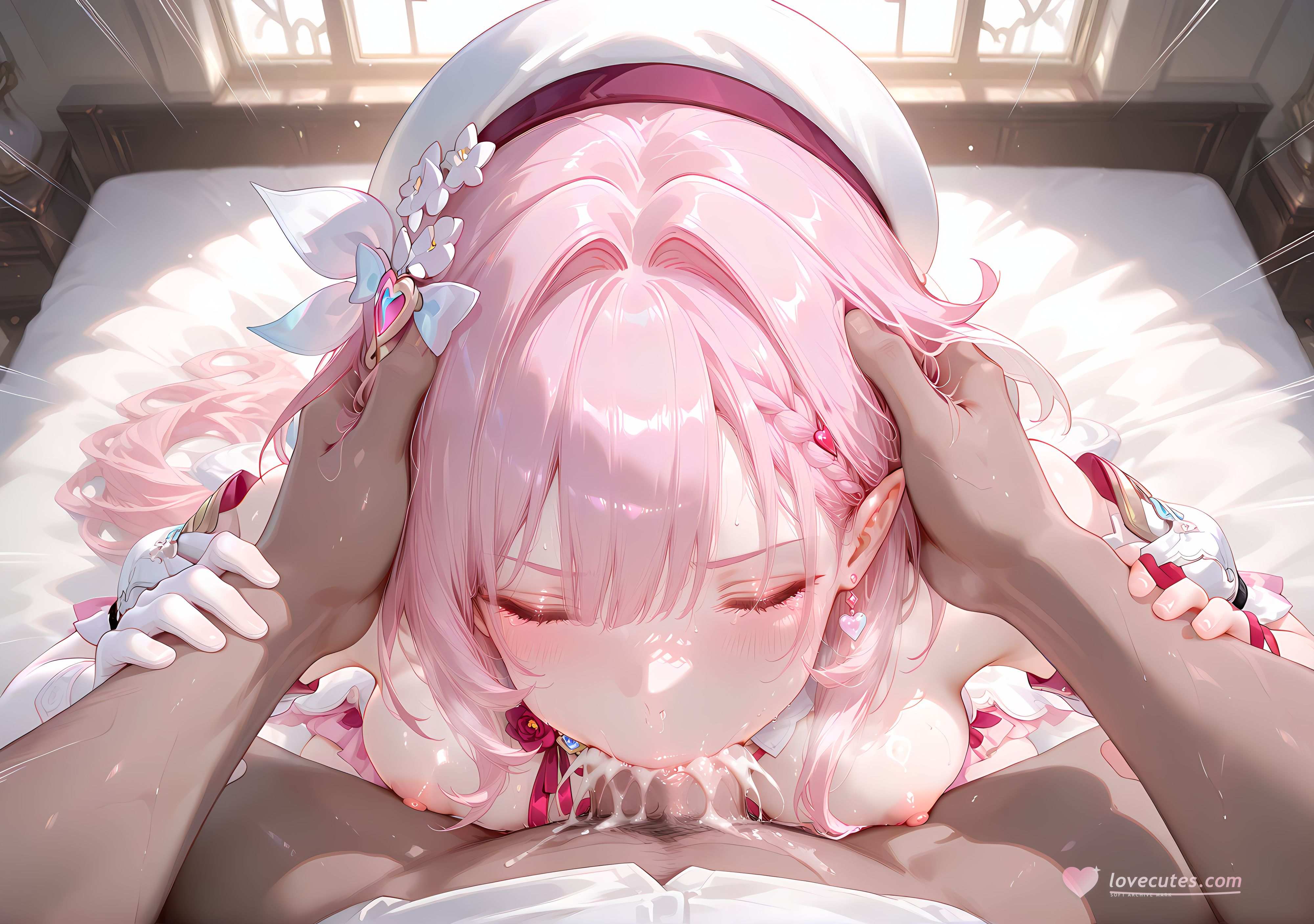 AI tạo ra Anime Girl - [NAKS] 爱莉希雅Elysia：đen tất chụp phòng ngủ trên giường lộ âm hộ 342P