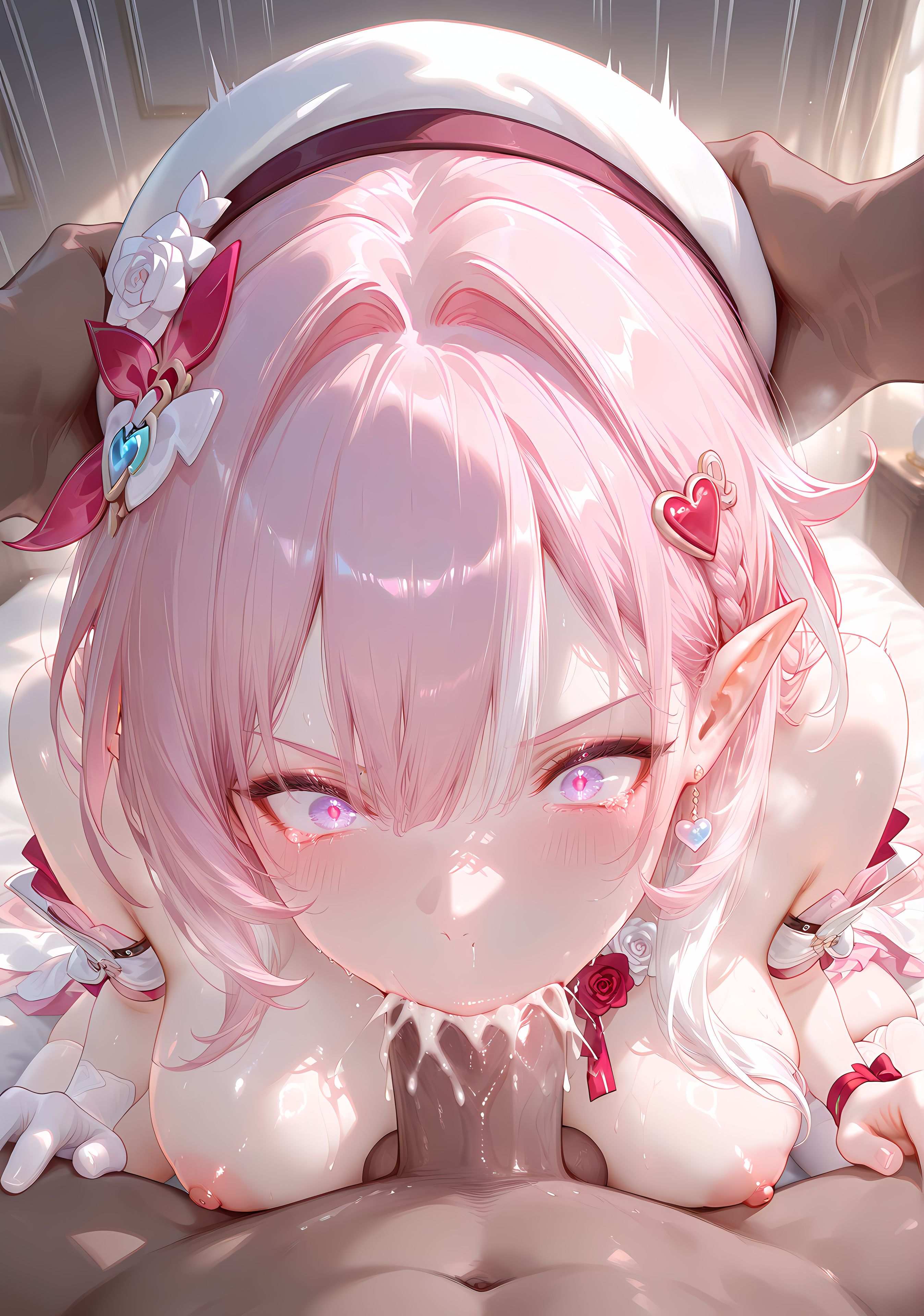 AI tạo ra Anime Girl - [NAKS] 爱莉希雅Elysia：đen tất chụp phòng ngủ trên giường lộ âm hộ 342P