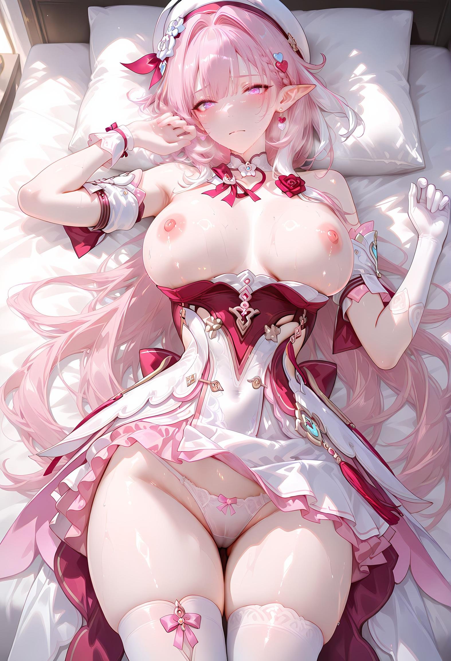 AI Generated Anime Girl - [NAKS] 爱莉希雅Elysia：黑丝私房床拍露穴 342P