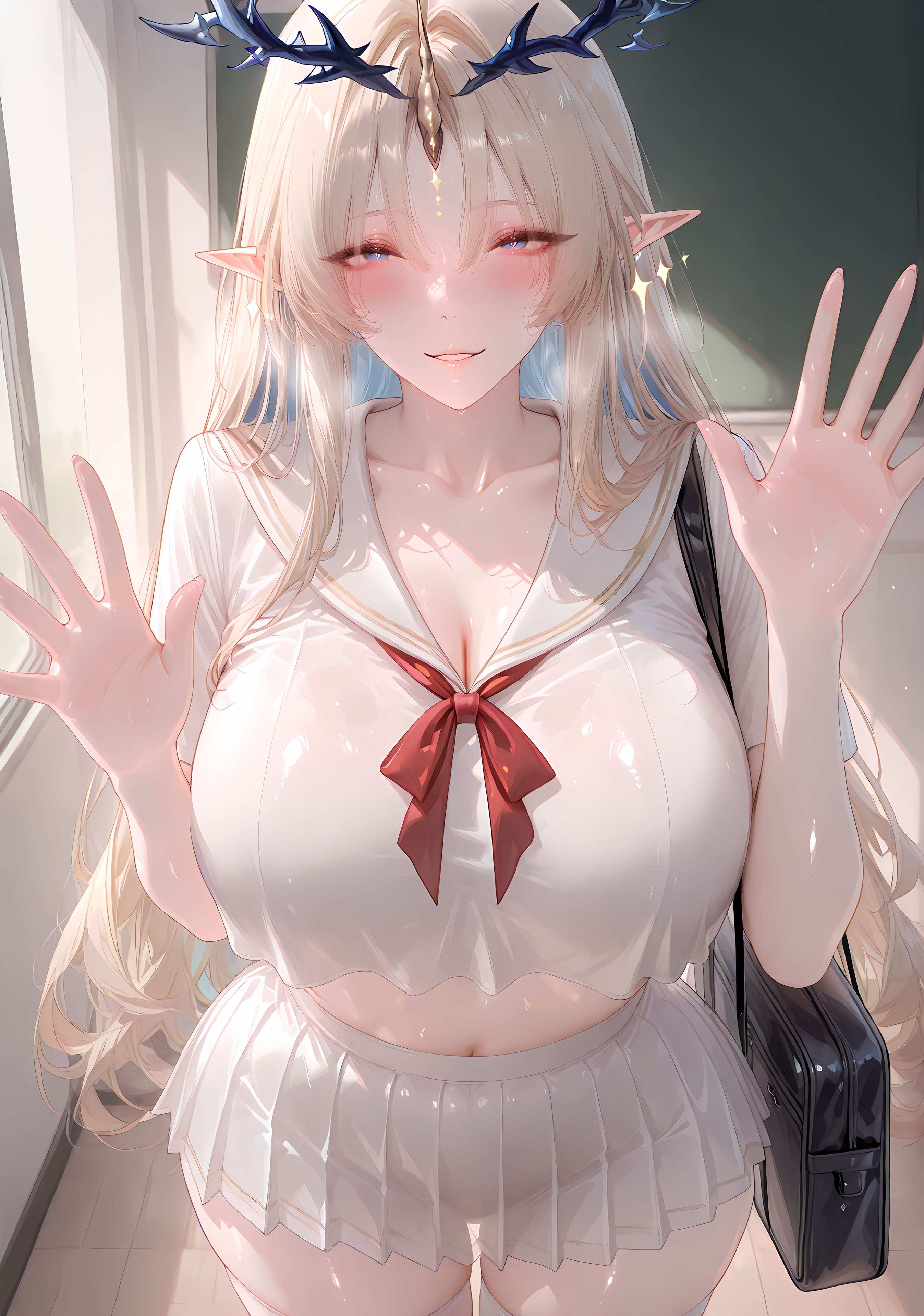 AI Generated Anime Girl - [NAKS] Fleurdelys: Black Stockings Bathroom Explicit Pose 317P