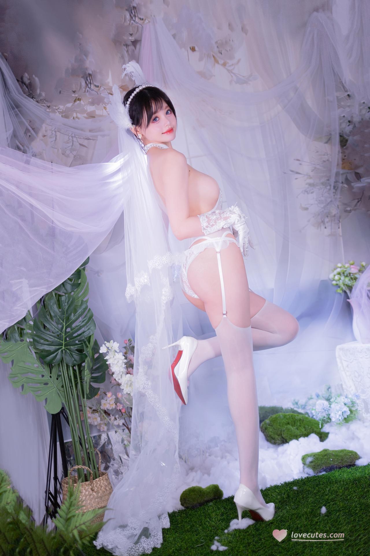 [写真] 星黛鹿鹿 - เจ้าสาวถุงน่องขาว: ชุดแต่งงานผ้าขาวบาง ถุงน่องขาว ภาพถ่ายในห้องส่วนตัว 50P