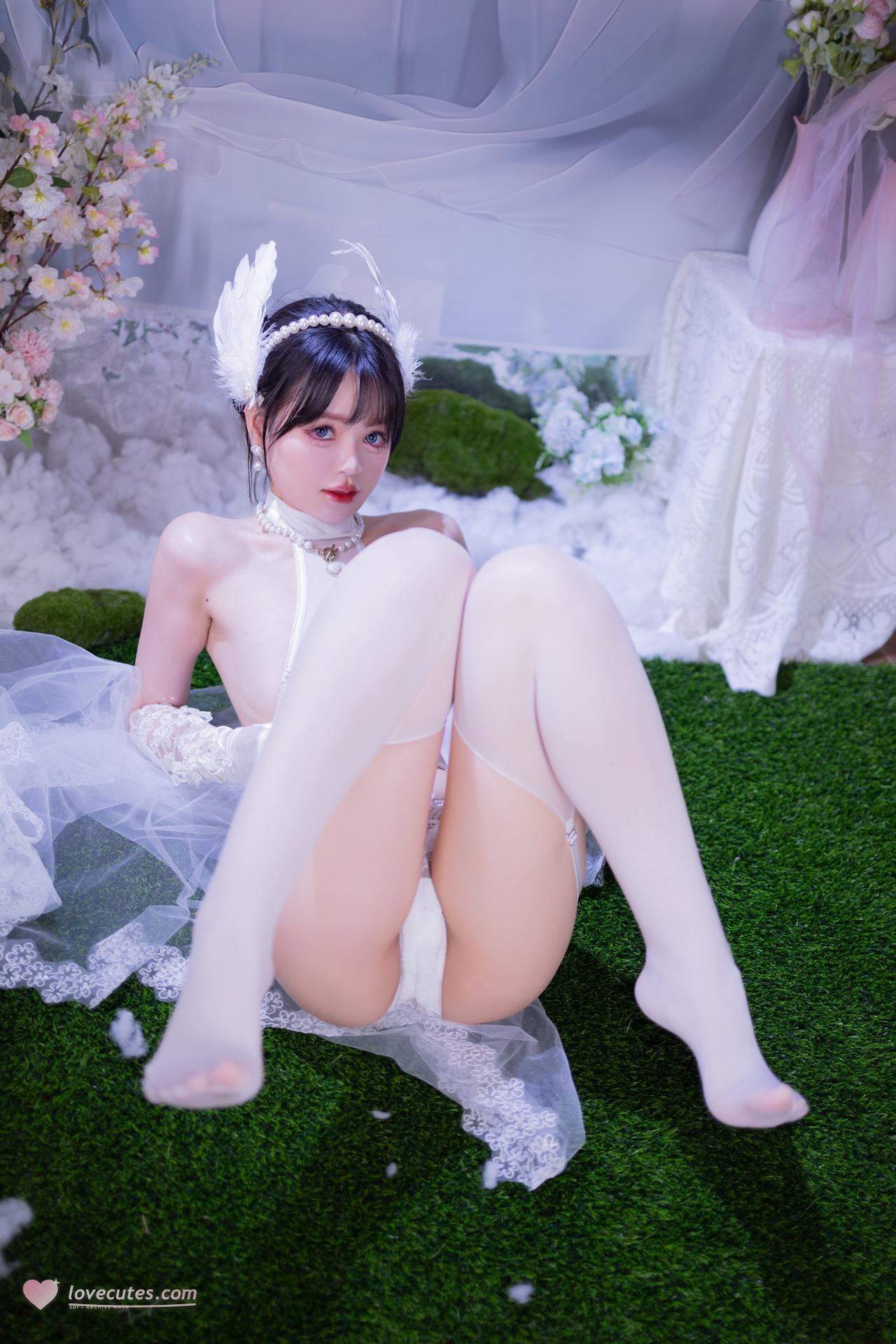 [写真] 星黛鹿鹿 - เจ้าสาวถุงน่องขาว: ชุดแต่งงานผ้าขาวบาง ถุงน่องขาว ภาพถ่ายในห้องส่วนตัว 50P