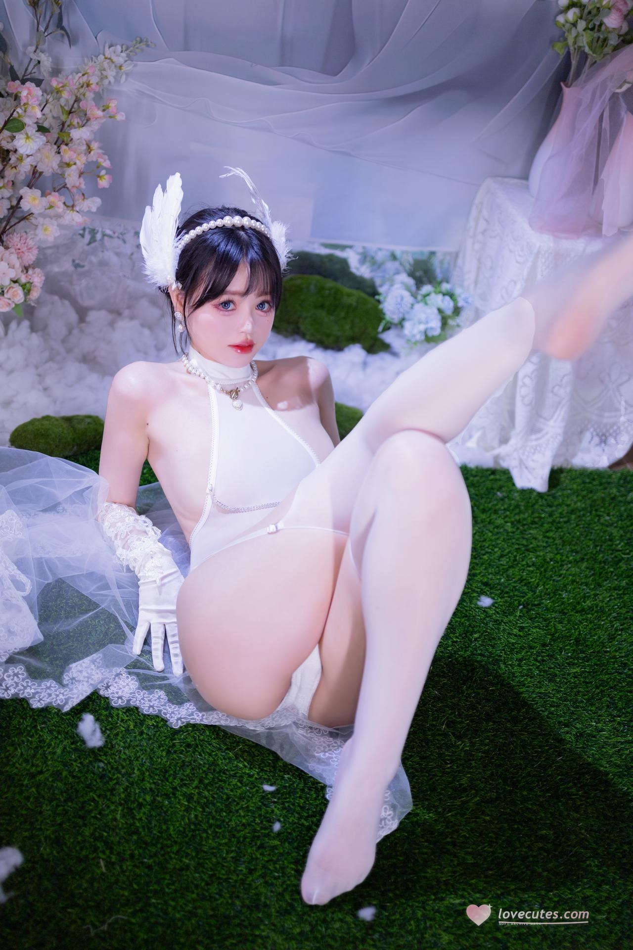 [写真] 星黛鹿鹿 - เจ้าสาวถุงน่องขาว: ชุดแต่งงานผ้าขาวบาง ถุงน่องขาว ภาพถ่ายในห้องส่วนตัว 50P