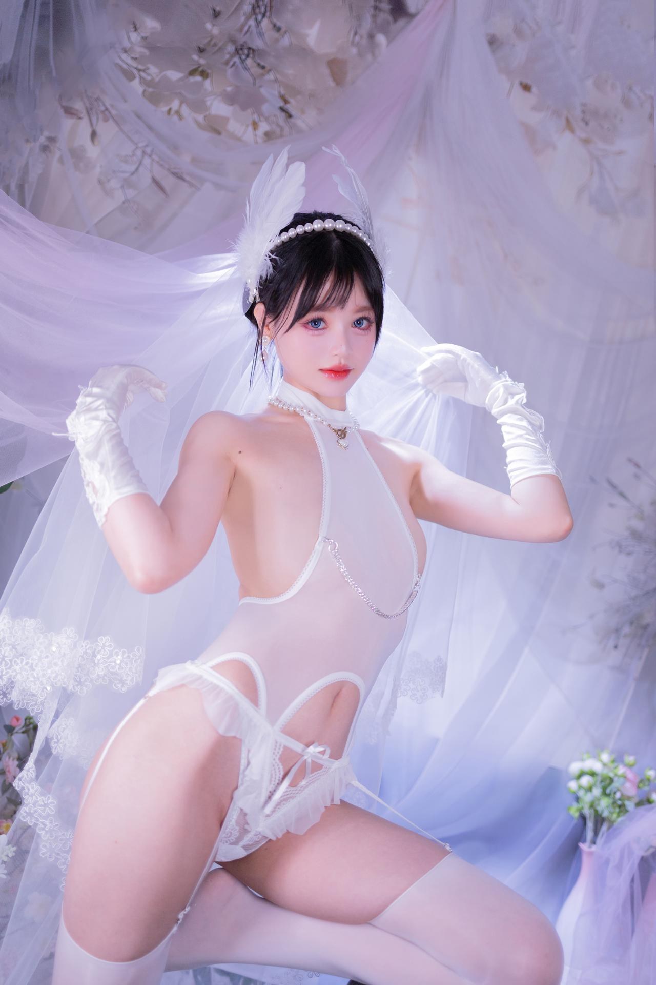 [写真] 星黛鹿鹿 - 白丝花嫁：白纱婚纱白丝柔光私房 50P