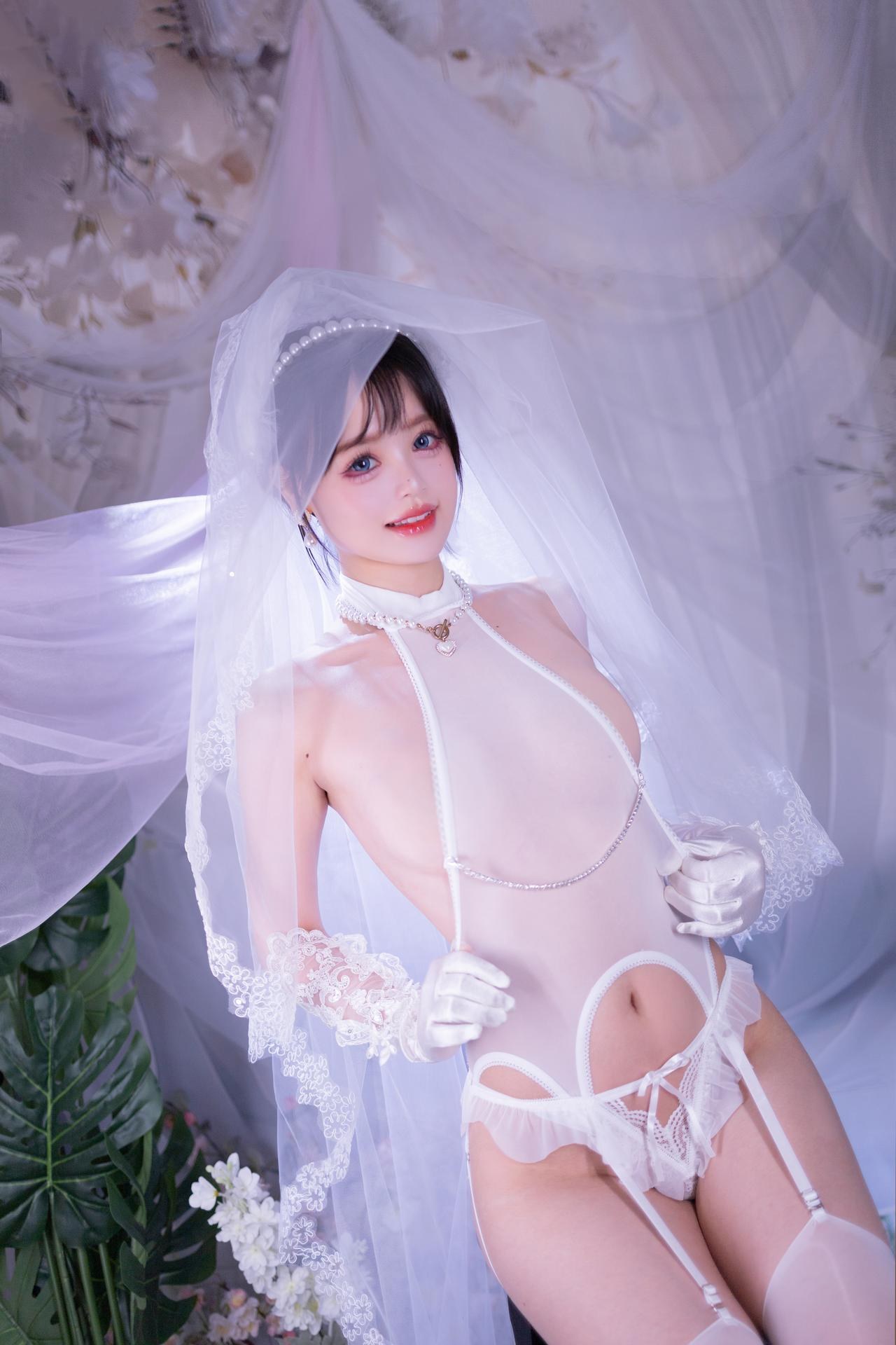 [写真] 星黛鹿鹿 - 白丝花嫁：白纱婚纱白丝柔光私房 50P