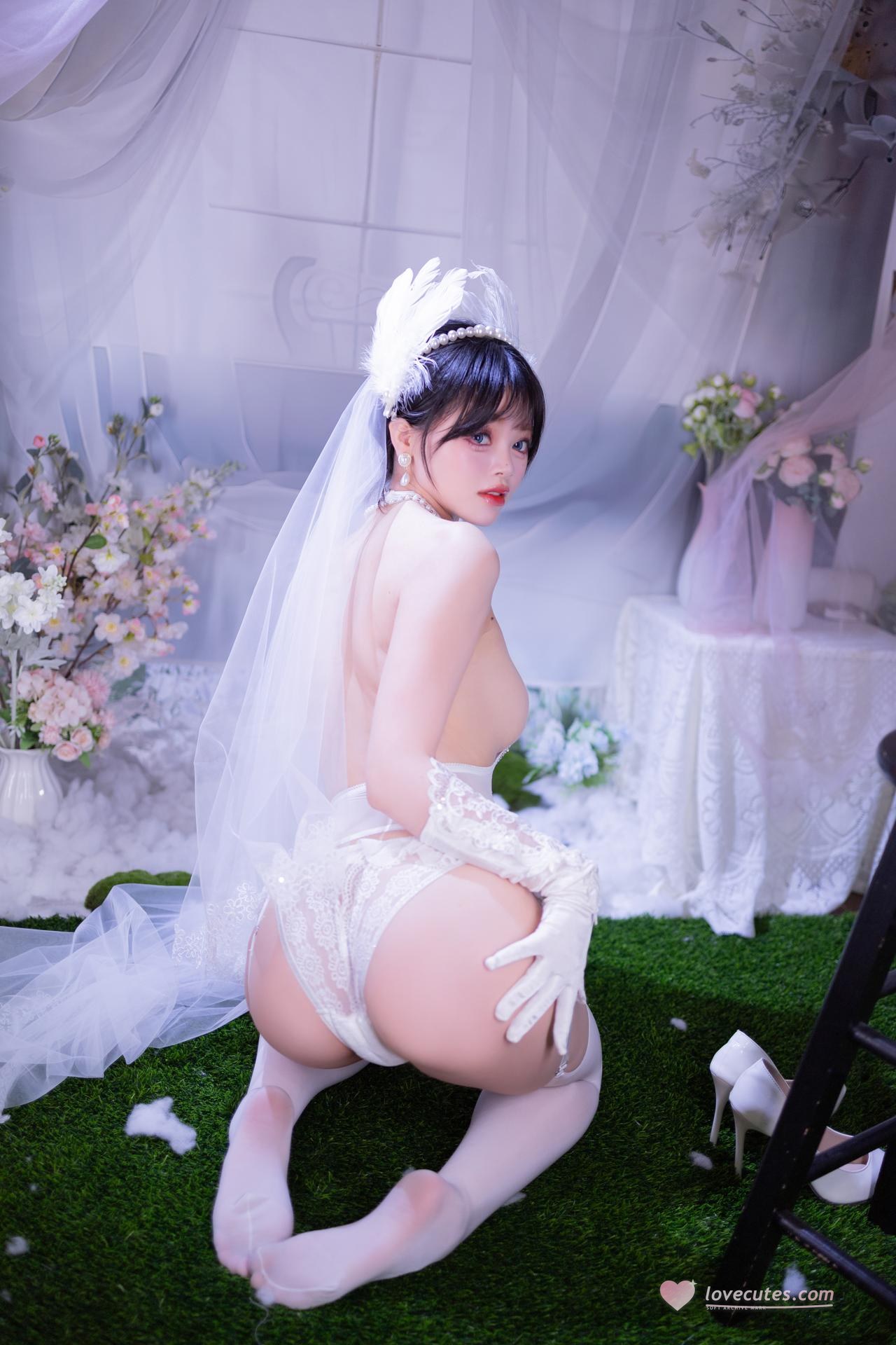 [写真] 星黛鹿鹿 - 白丝花嫁：白纱婚纱白丝柔光私房 50P