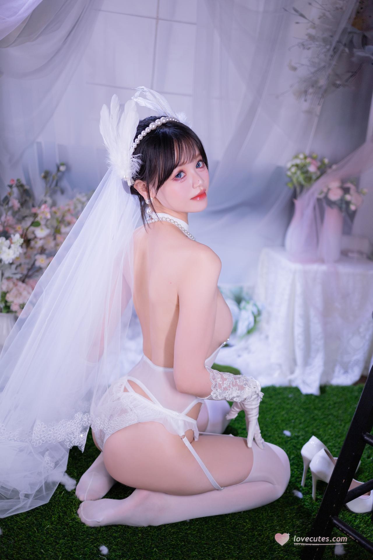 [写真] 星黛鹿鹿 - 白丝花嫁：白纱婚纱白丝柔光私房 50P