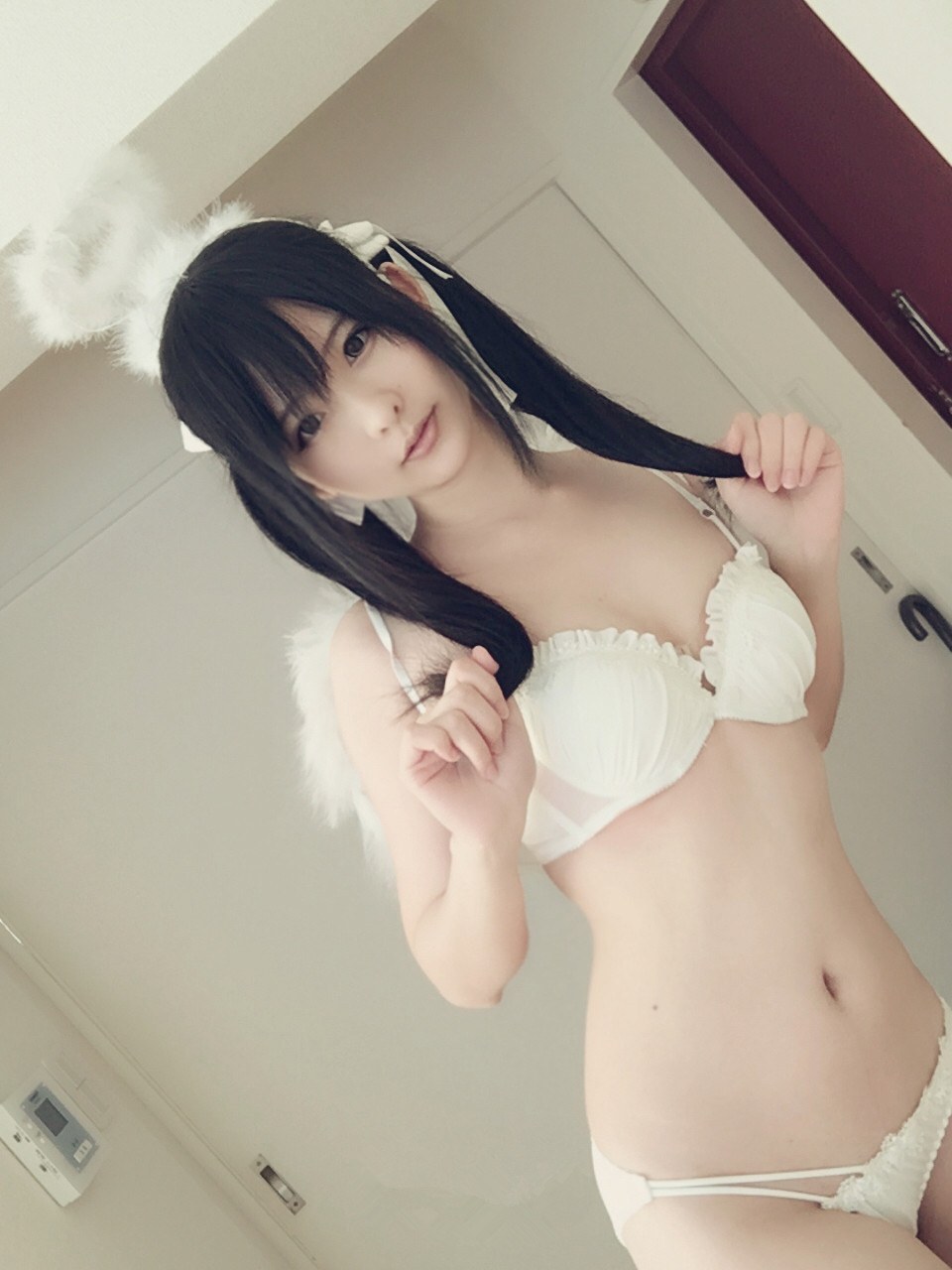 [私房] 习呆呆 - แองเจิลธีม: ถุงน่องสีขาว ก้นสวยโชว์หัวนม เซ็กซี่ถ่ายส่วนตัว 30P2V