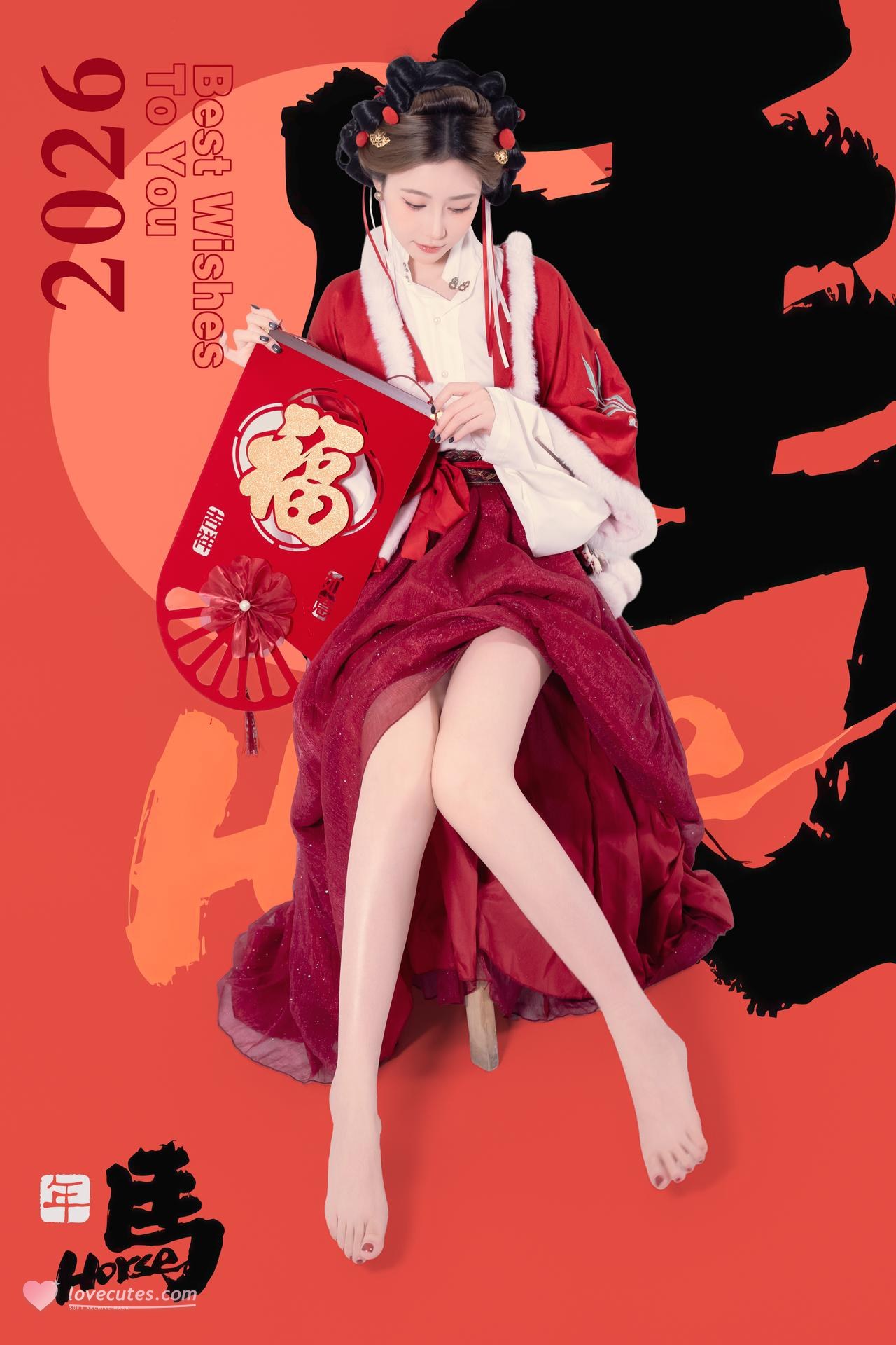 [私房] 年年Nnian - 2026 정월대보름: 붉은색 한푸 명절 스튜디오 촬영 대범한 사적 화보 82P