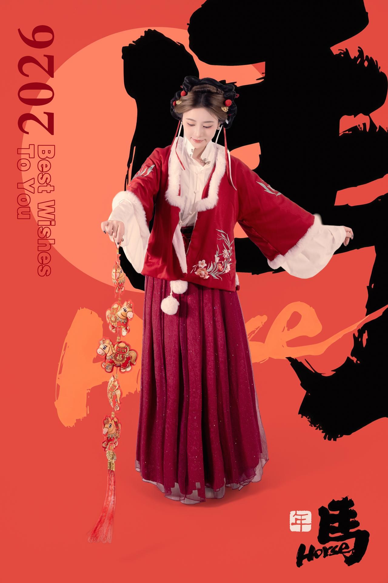 [私房] 年年Nnian - 2026 정월대보름: 붉은색 한푸 명절 스튜디오 촬영 대범한 사적 화보 82P