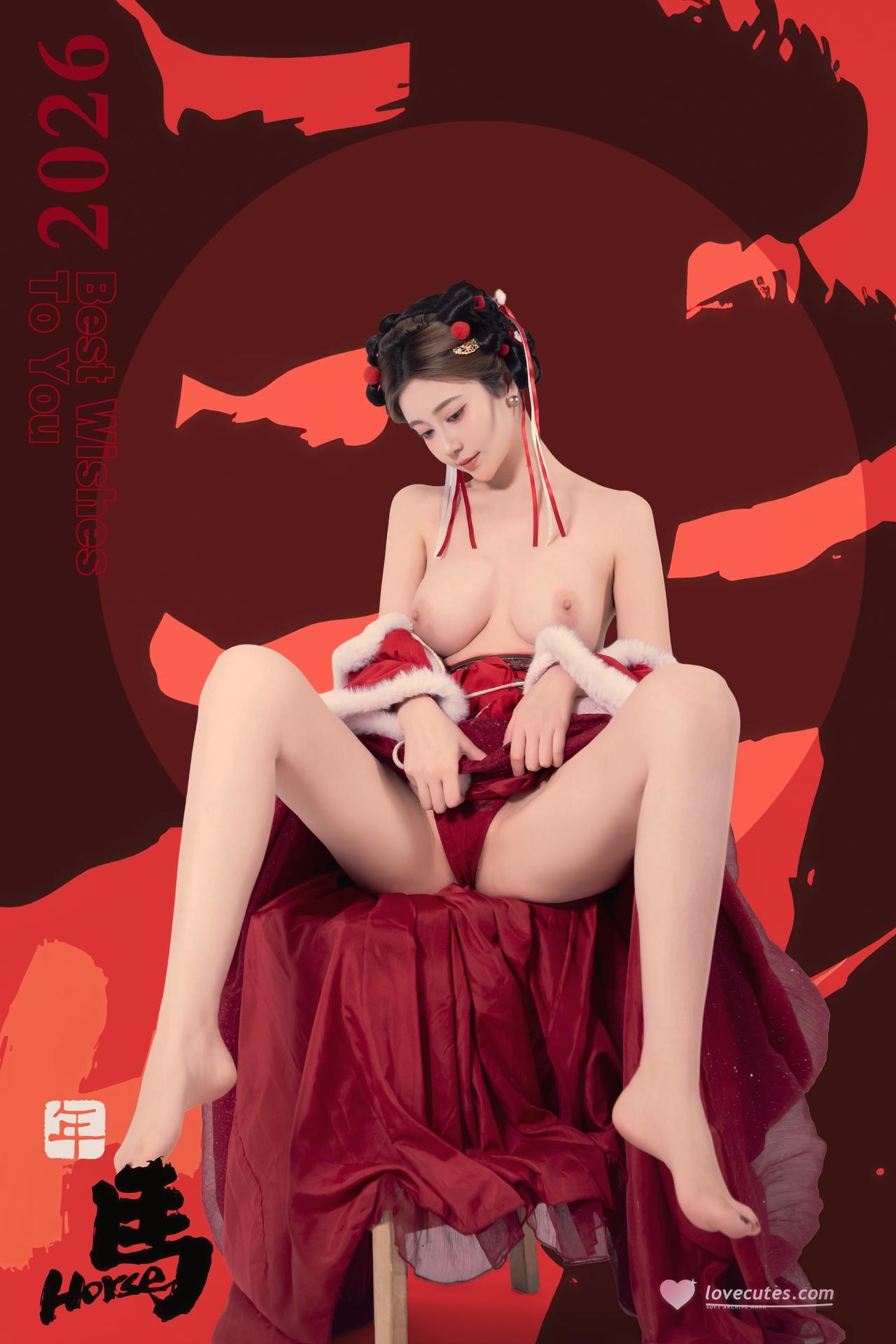 [私房] 年年Nnian - 2026 เทศกาลโคมไฟ: ชุดฮั่นฝูสีแดง ถ่ายในสตูดิโอ สไตล์ส่วนตัว 82P