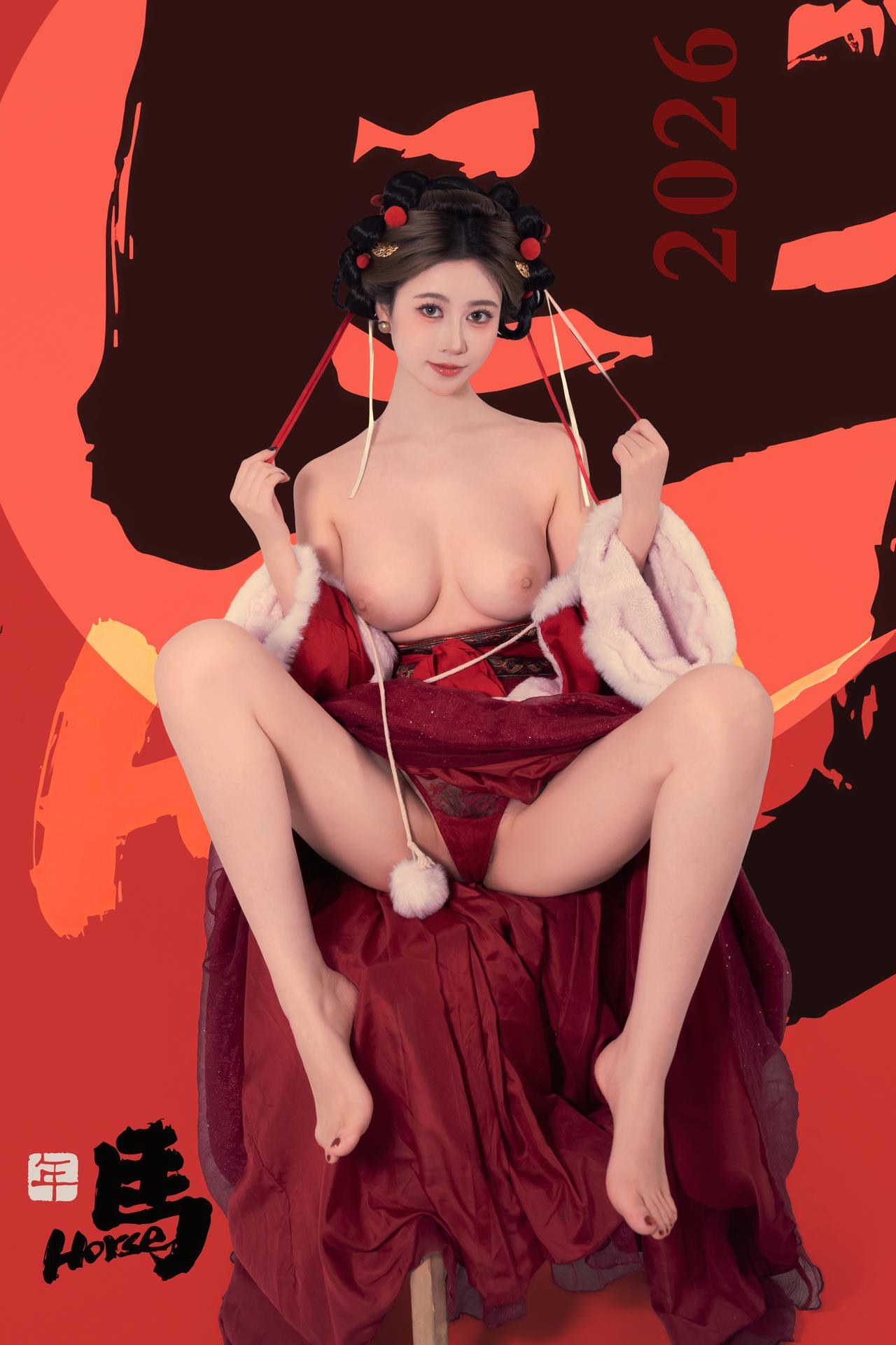 [私房] 年年Nnian - 2026元宵节：紅色漢服節日スタジオ撮影 大尺度私房 82P