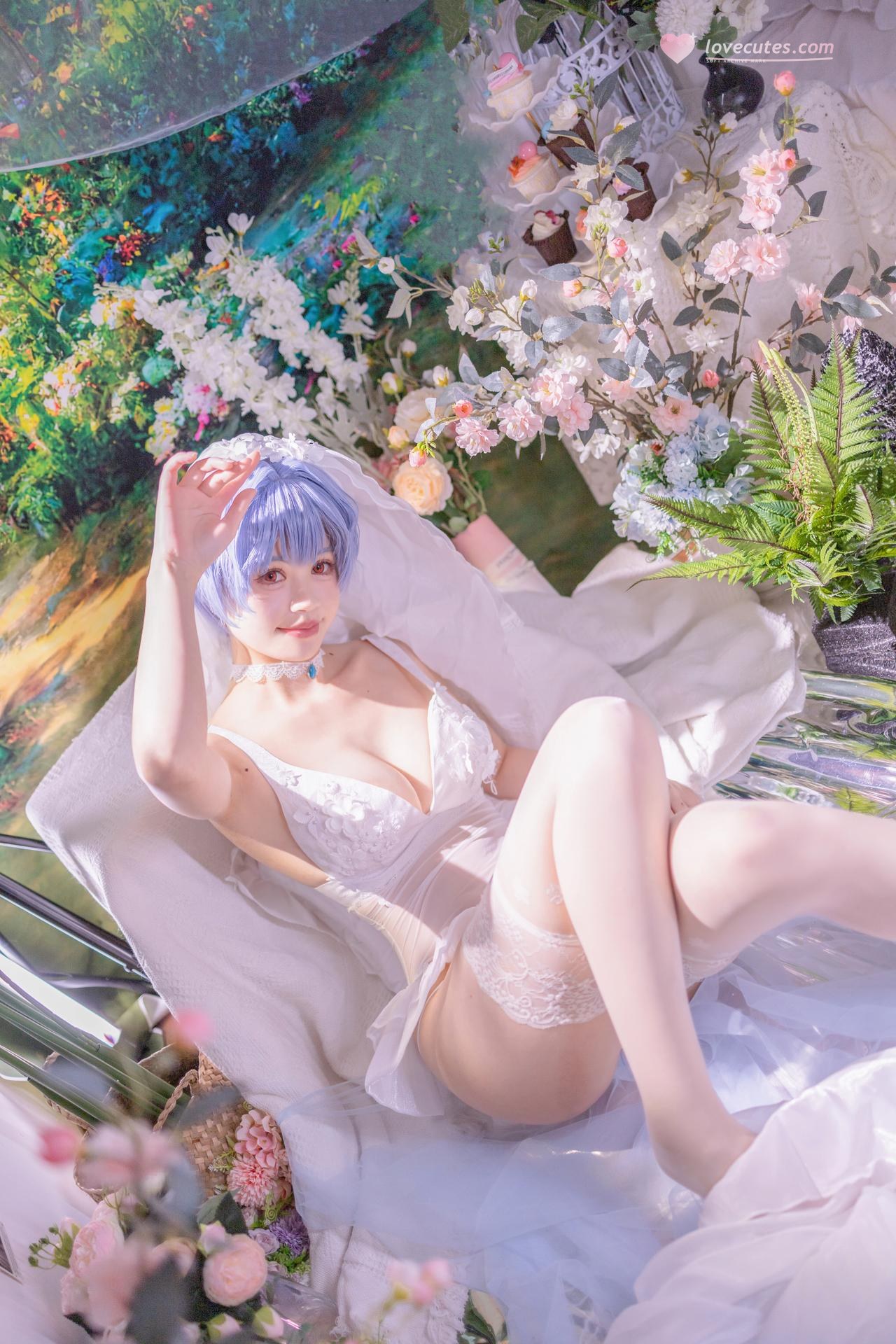 [cosplay] 千反田鹿子 - 新世纪福音战士 绫波丽花嫁：白纱花嫁白丝柔光还原 52P