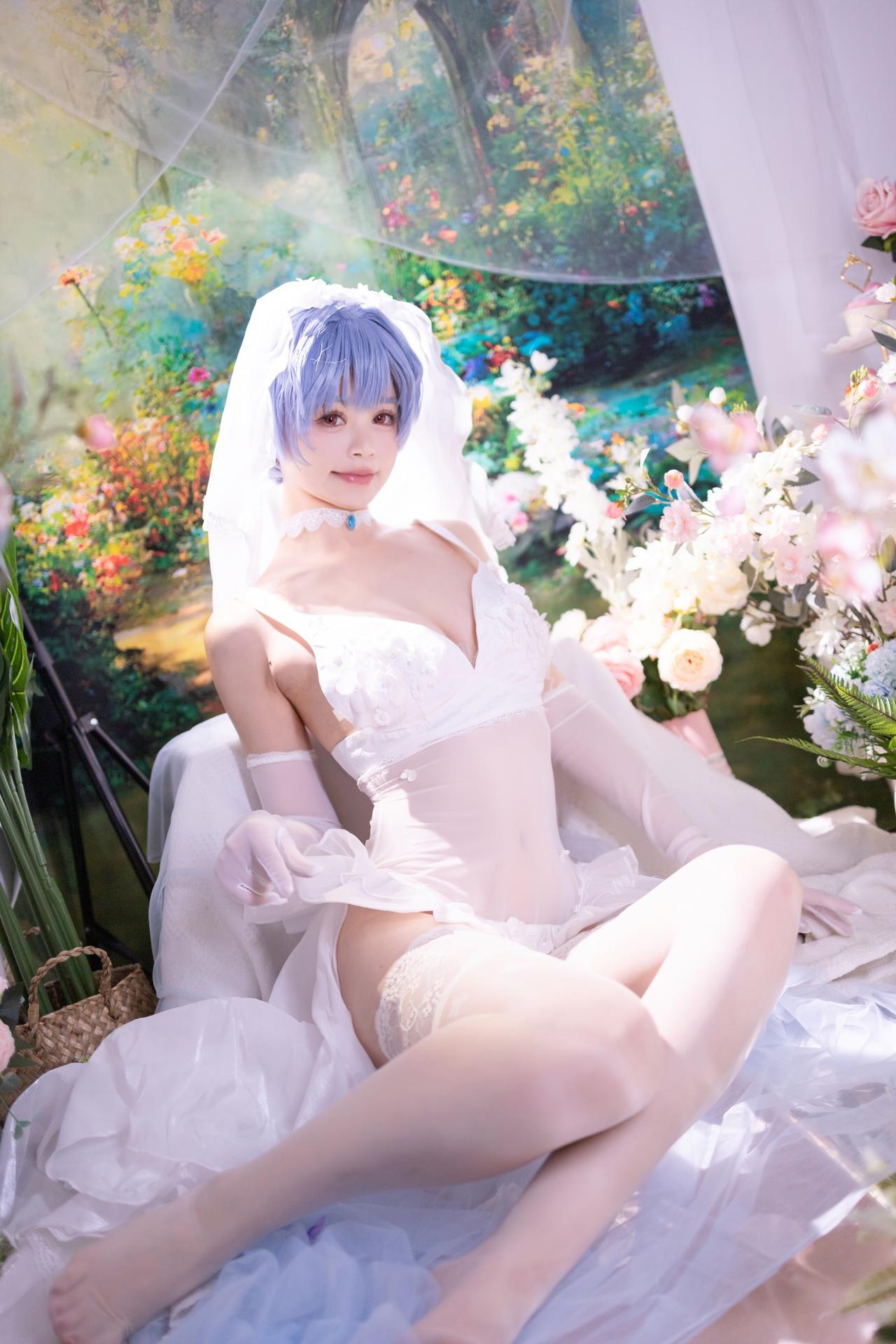 [cosplay] 千反田鹿子 - 新世紀エヴァンゲリオン 綾波レイ 花嫁：白いヴェールの花嫁 白ストッキングの柔らかな光の再現 52P