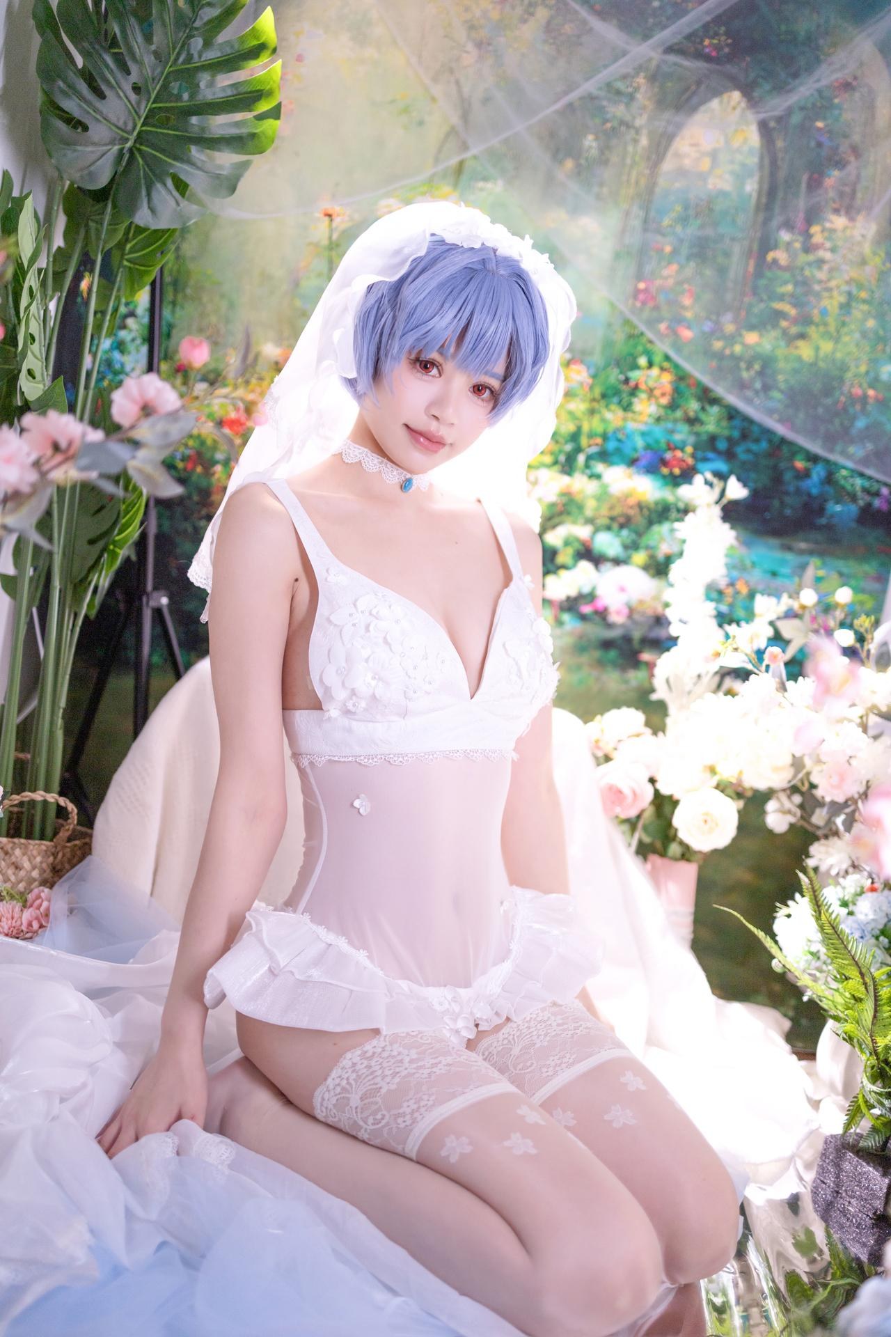 [cosplay] 千反田鹿子 - 新世紀エヴァンゲリオン 綾波レイ 花嫁：白いヴェールの花嫁 白ストッキングの柔らかな光の再現 52P