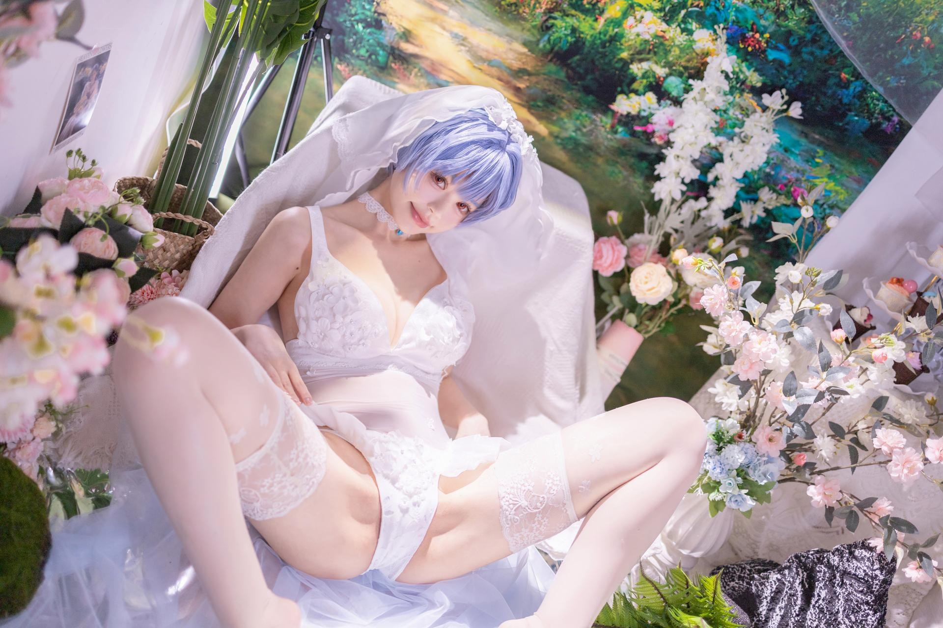 [cosplay] 千反田鹿子 - 新世紀エヴァンゲリオン 綾波レイ 花嫁：白いヴェールの花嫁 白ストッキングの柔らかな光の再現 52P