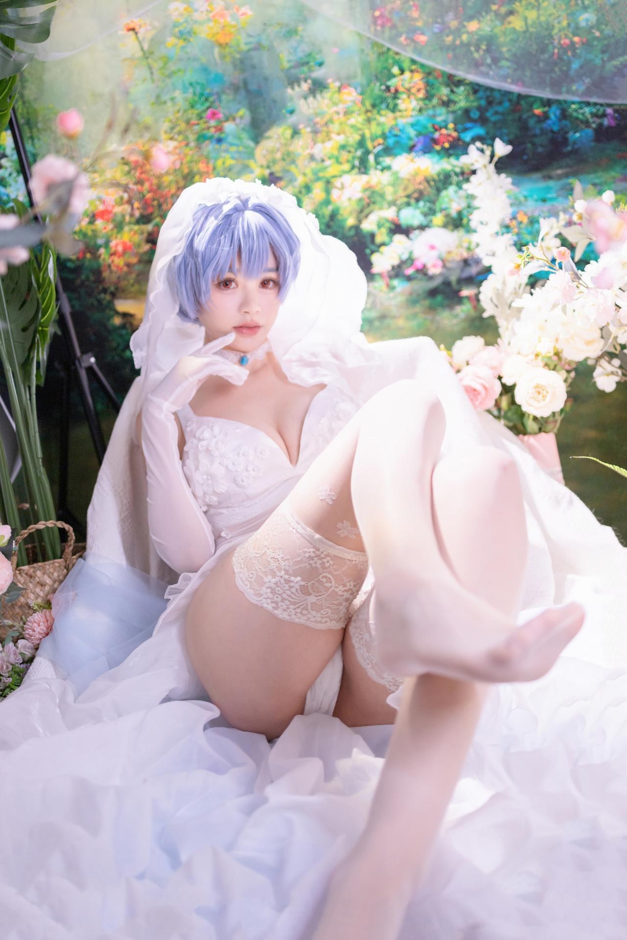 [cosplay] 千反田鹿子 - 新世紀エヴァンゲリオン 綾波レイ 花嫁：白いヴェールの花嫁 白ストッキングの柔らかな光の再現 52P