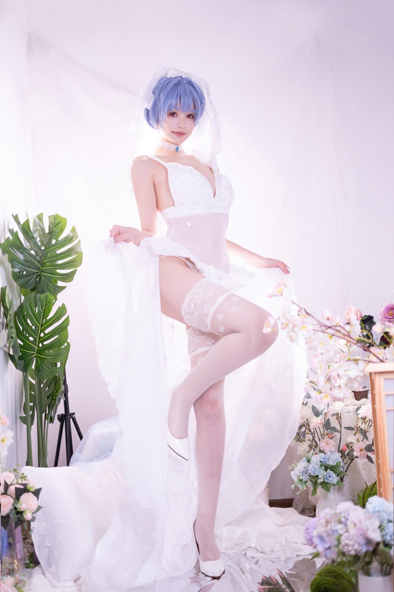 [cosplay] 千反田鹿子 - 新世紀エヴァンゲリオン 綾波レイ 花嫁：白いヴェールの花嫁 白ストッキングの柔らかな光の再現 52P