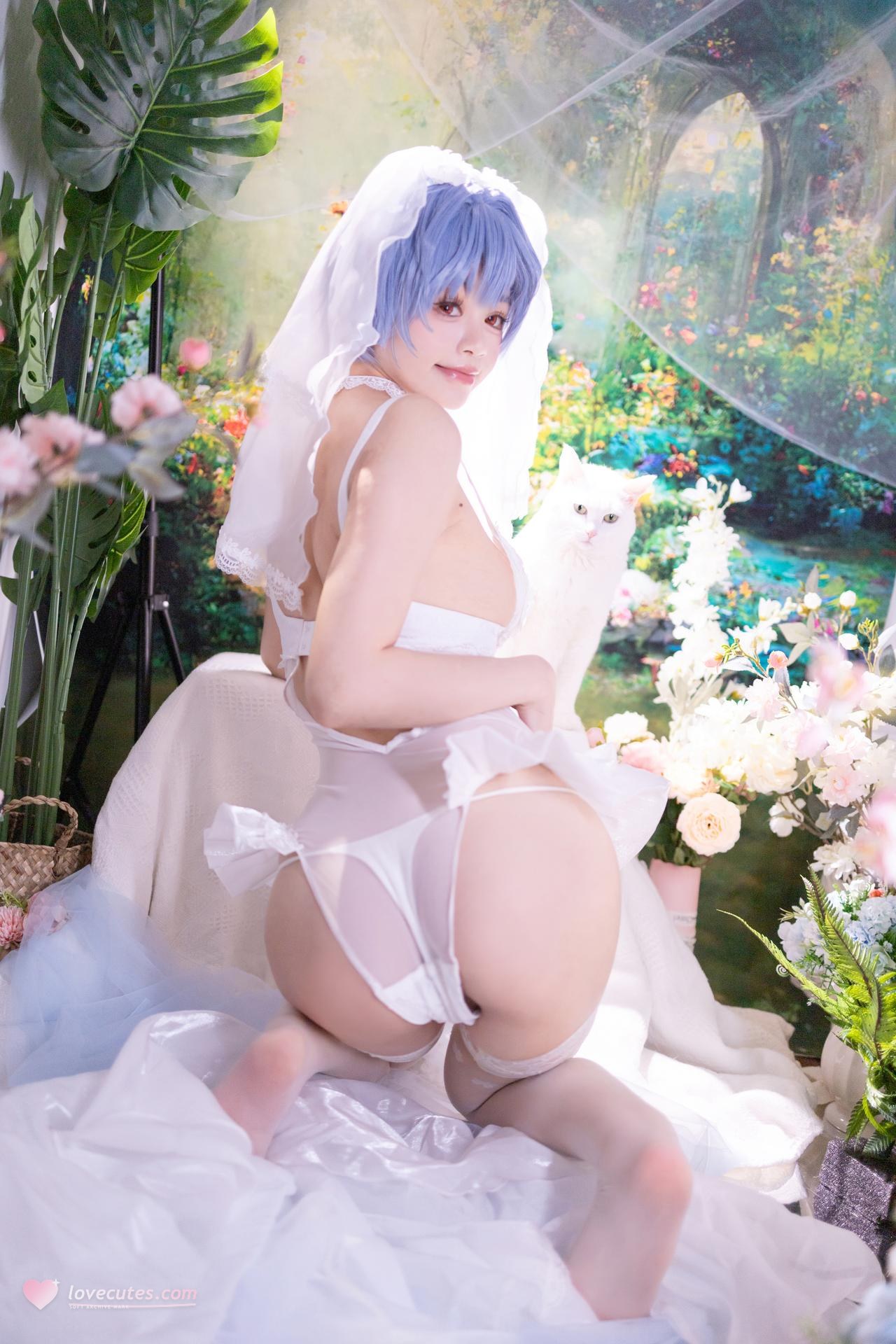 [cosplay] 千反田鹿子 - 신세기 에반게리온 아야나미 레이 웨딩드레스: 흰 베일 웨딩드레스와 화이트 스타킹의 부드러운 광원 재현 52P