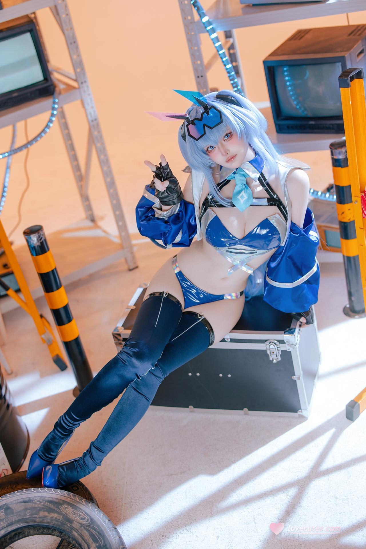 [cosplay] 屿鱼 - 碧蓝航线 花园 レーシングスーツ：ブルーのレーシングスーツ バイク風セット 美脚 82P