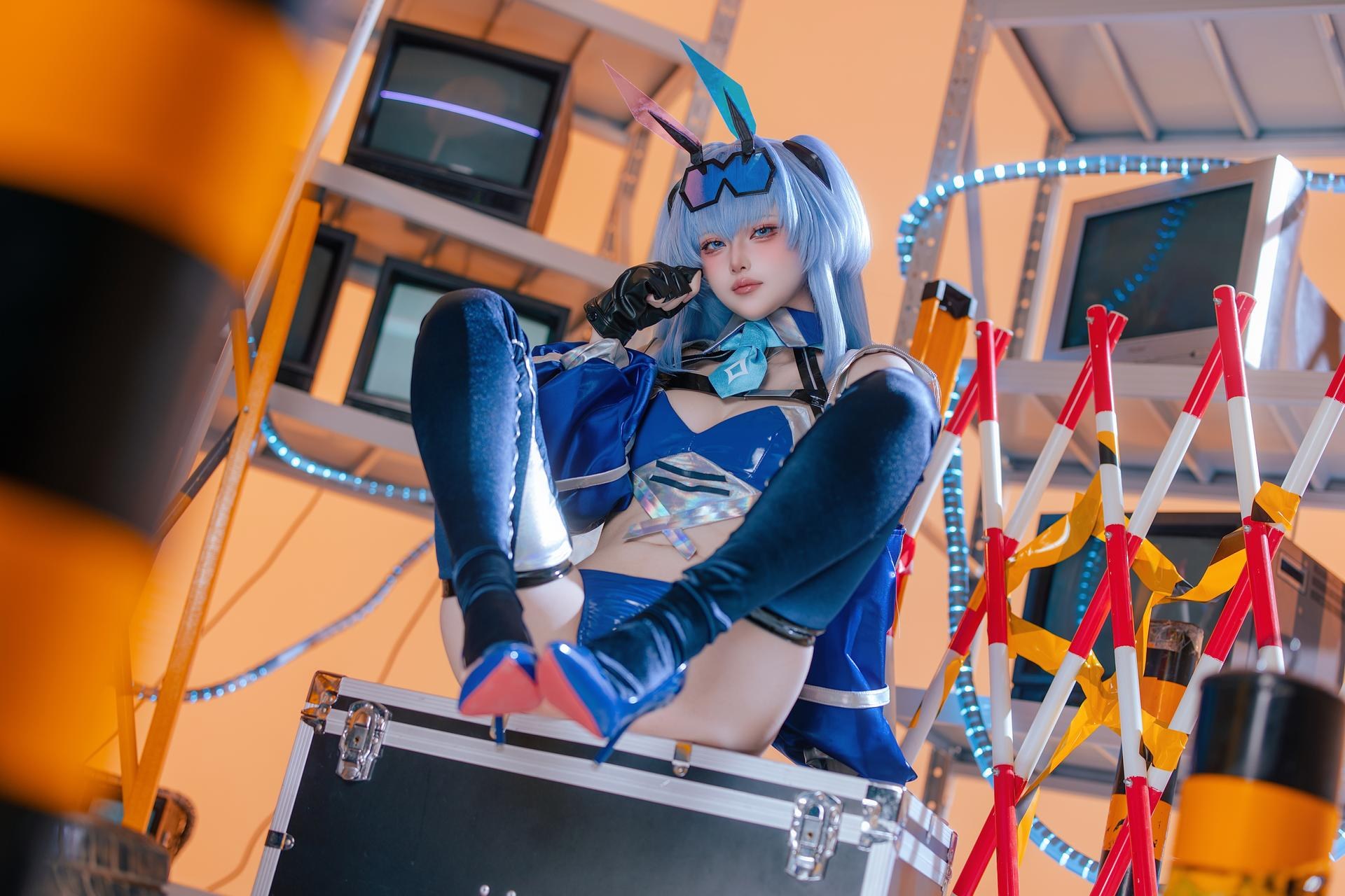 [cosplay] 屿鱼 - 碧蓝航线 花园 レーシングスーツ：ブルーのレーシングスーツ バイク風セット 美脚 82P