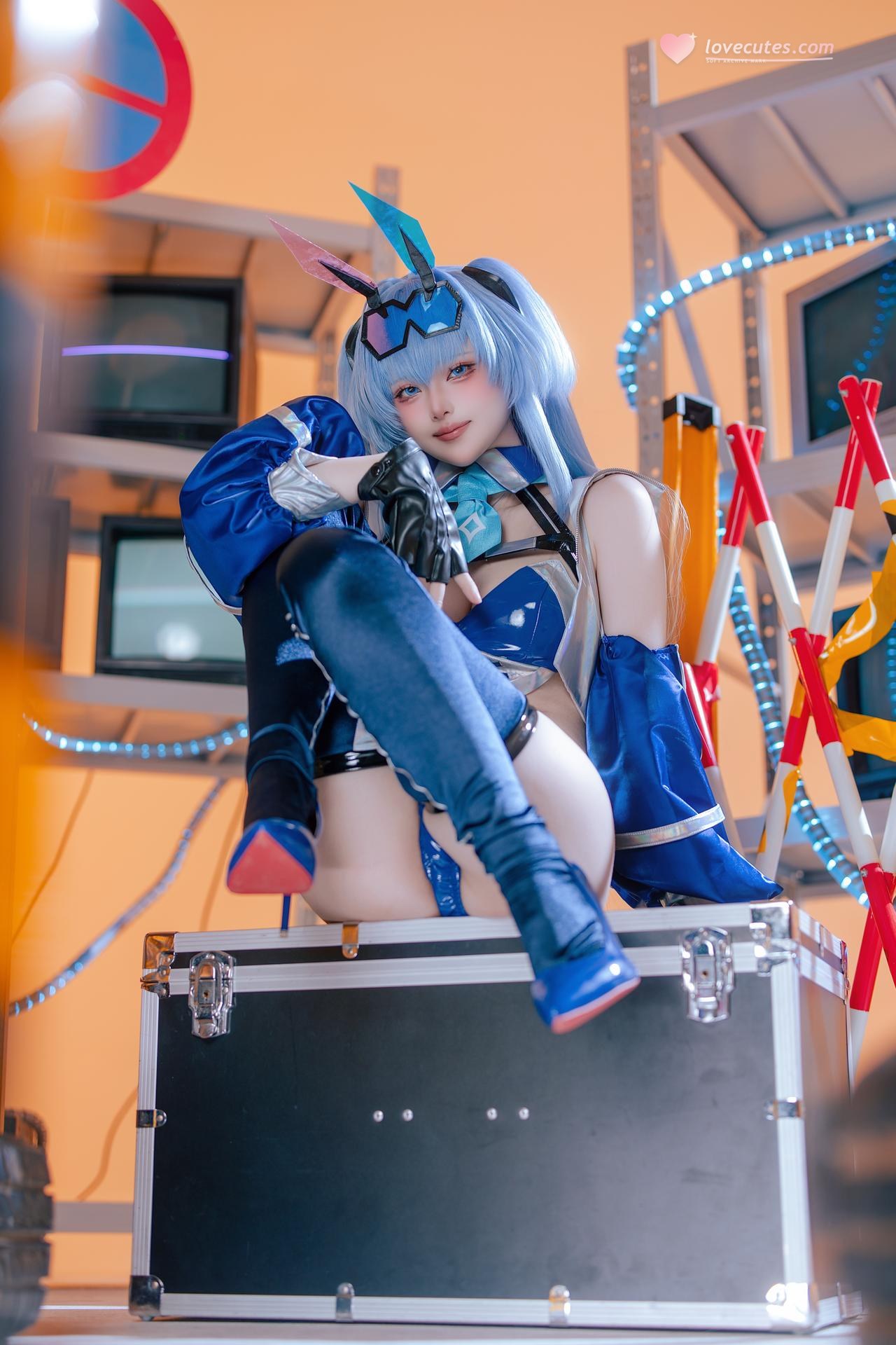 [cosplay] 屿鱼 - 碧蓝航线 花园 レーシングスーツ：ブルーのレーシングスーツ バイク風セット 美脚 82P