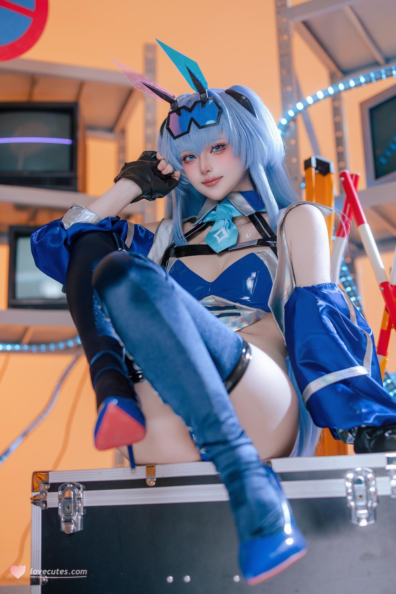 [cosplay] 屿鱼 - 碧蓝航线 花园 レーシングスーツ：ブルーのレーシングスーツ バイク風セット 美脚 82P