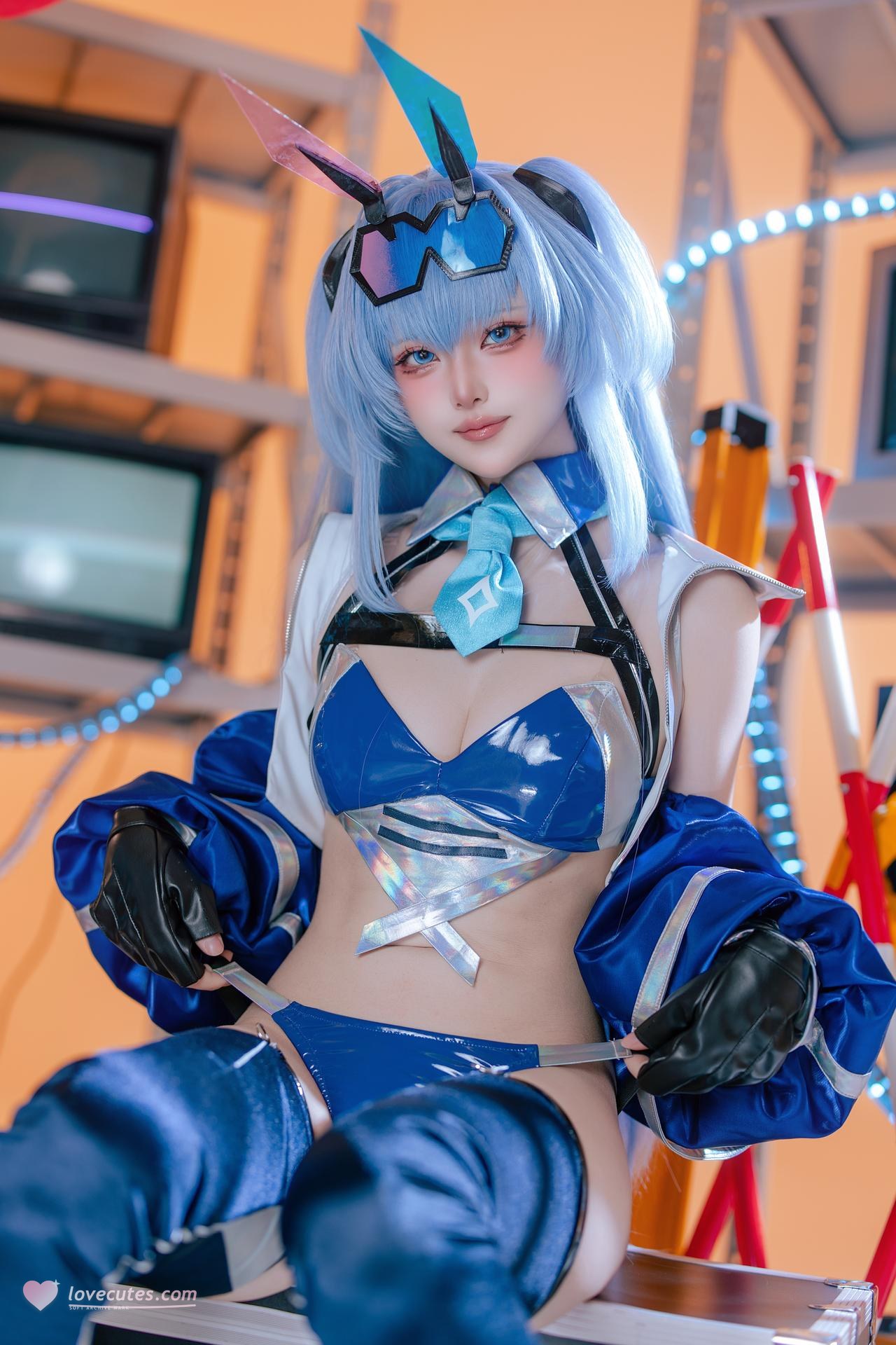 [cosplay] 屿鱼 - 碧蓝航线 花园 レーシングスーツ：ブルーのレーシングスーツ バイク風セット 美脚 82P