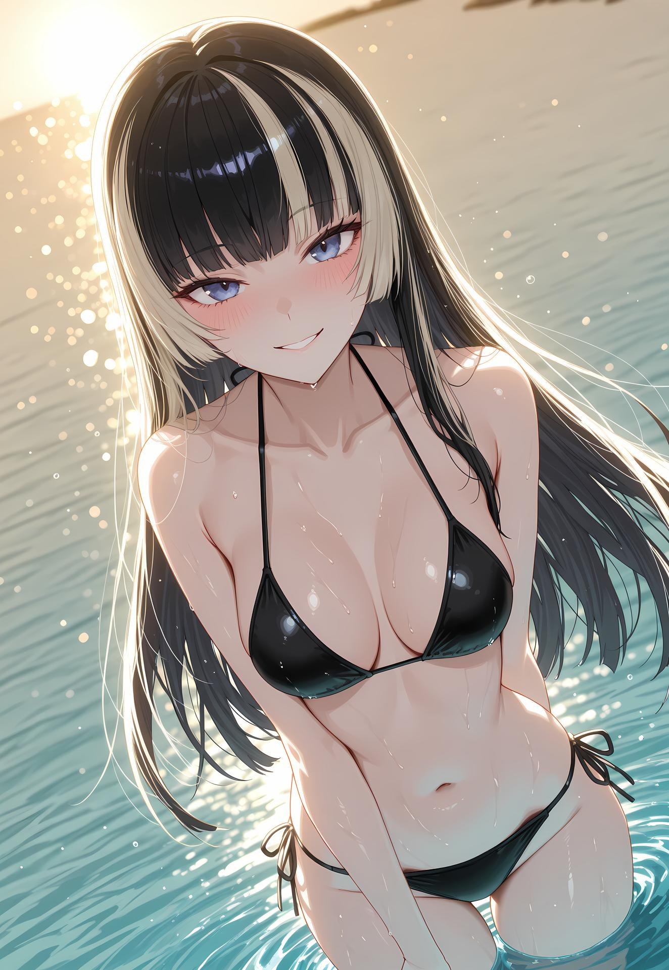 AI 生成動漫女孩 - 儒烏風亭螺鈿：泳裝比基尼露穴 188P
