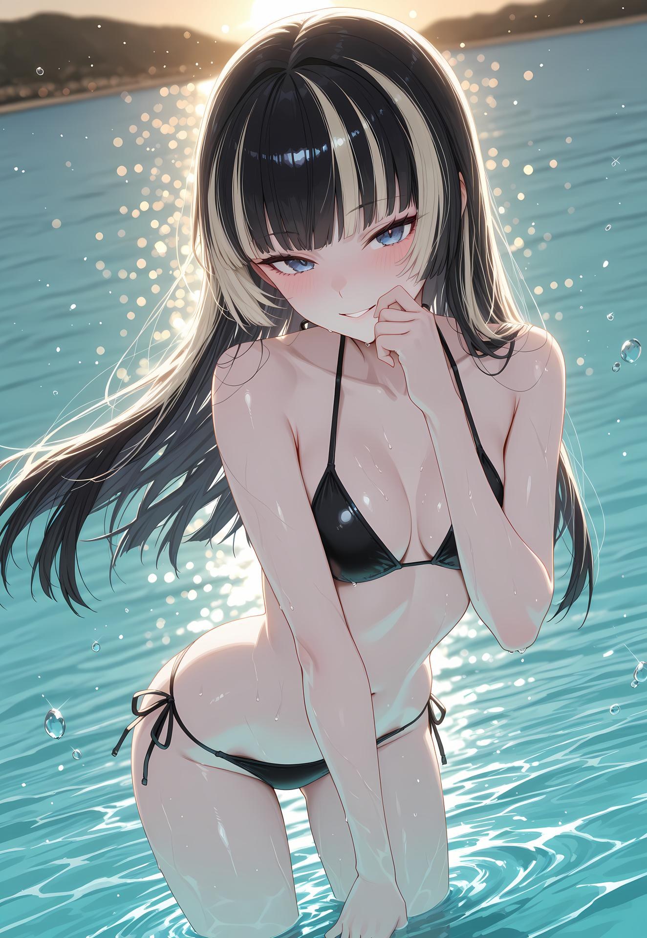 AI 生成動漫女孩 - 儒烏風亭螺鈿：泳裝比基尼露穴 188P