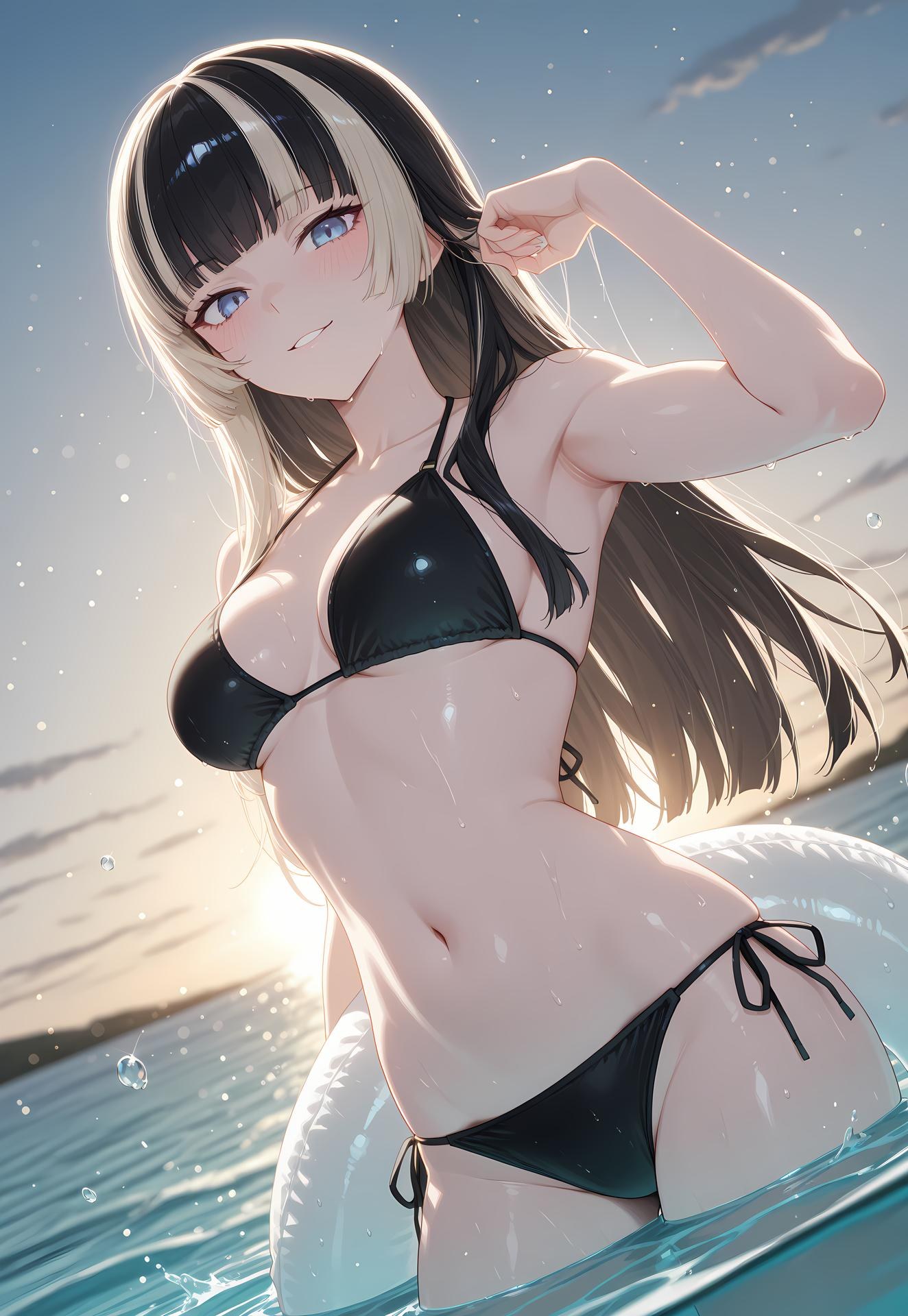 AI生成アニメ少女 - 儒乌风亭螺钿：水着ビキニ露出 188P