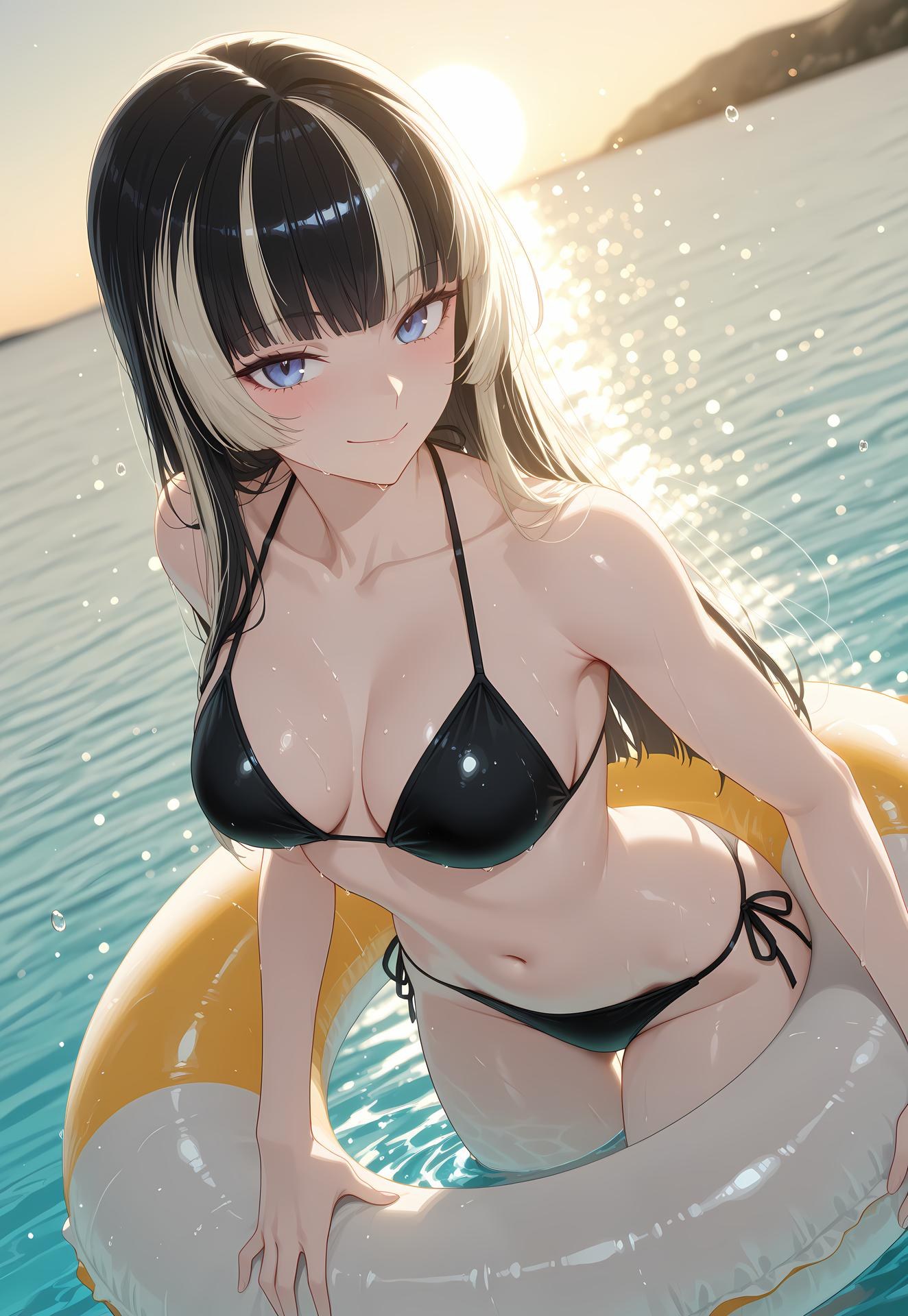 AI生成アニメ少女 - 儒乌风亭螺钿：水着ビキニ露出 188P
