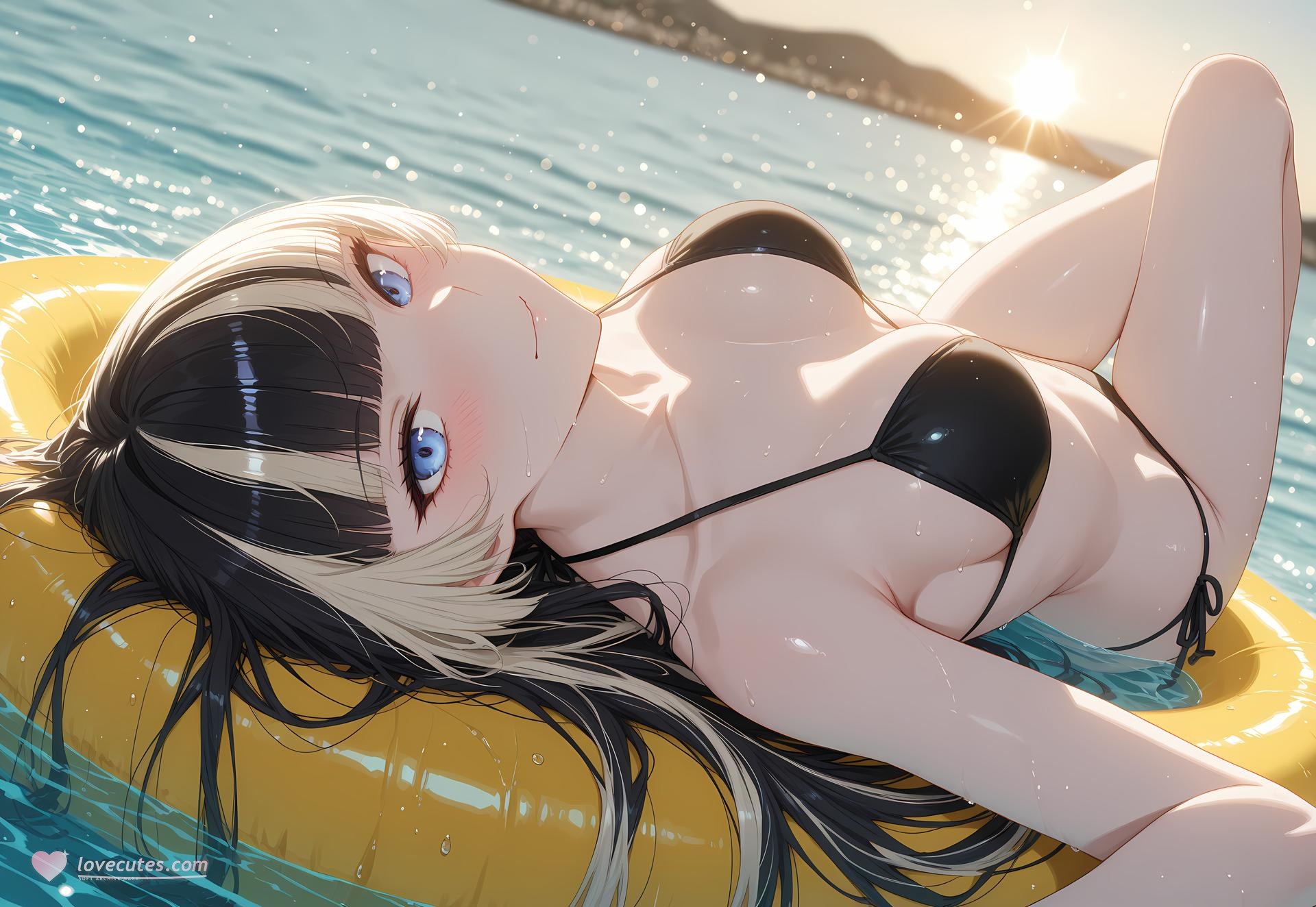 AI生成アニメ少女 - 儒乌风亭螺钿：水着ビキニ露出 188P