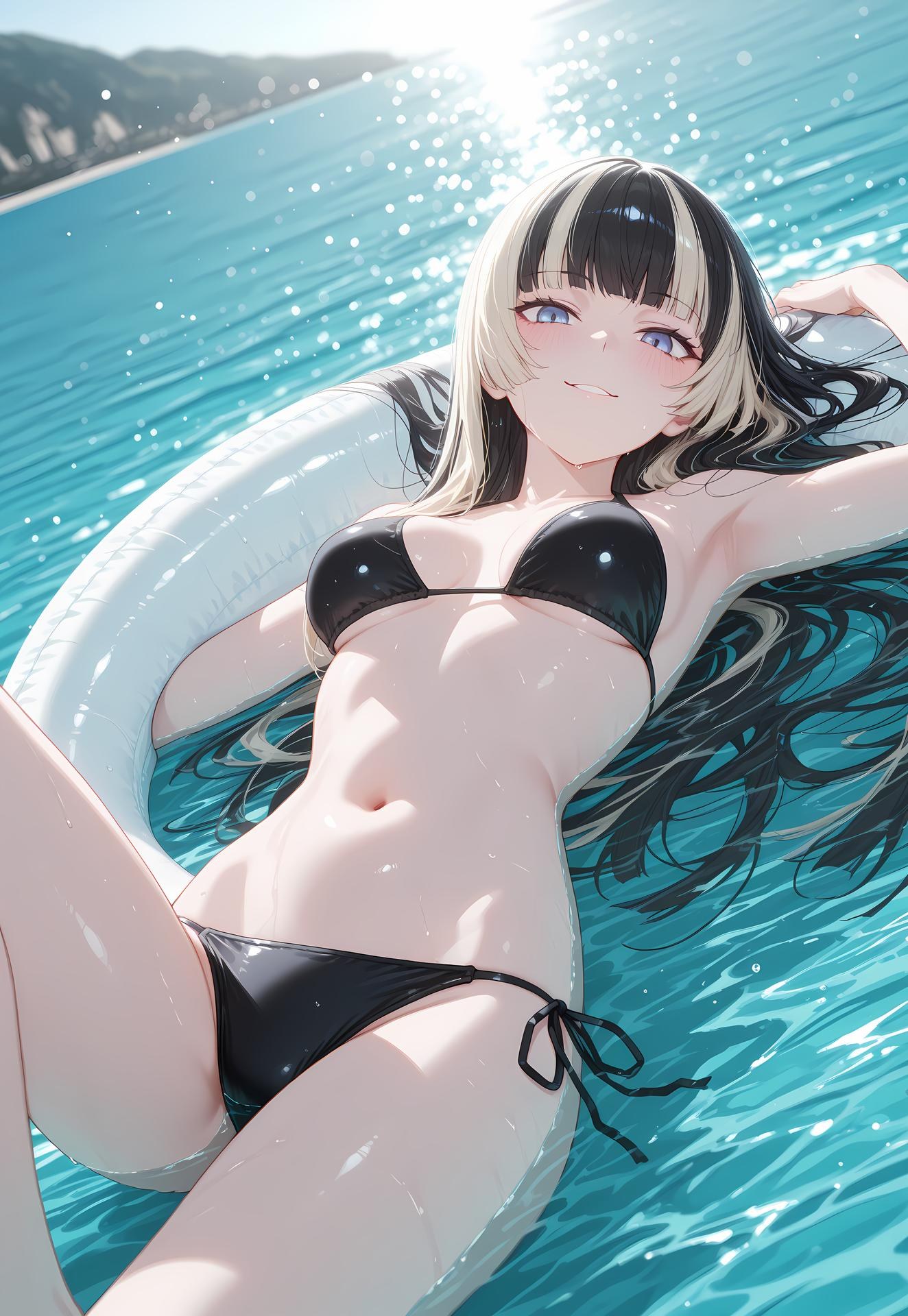 AI生成アニメ少女 - 儒乌风亭螺钿：水着ビキニ露出 188P