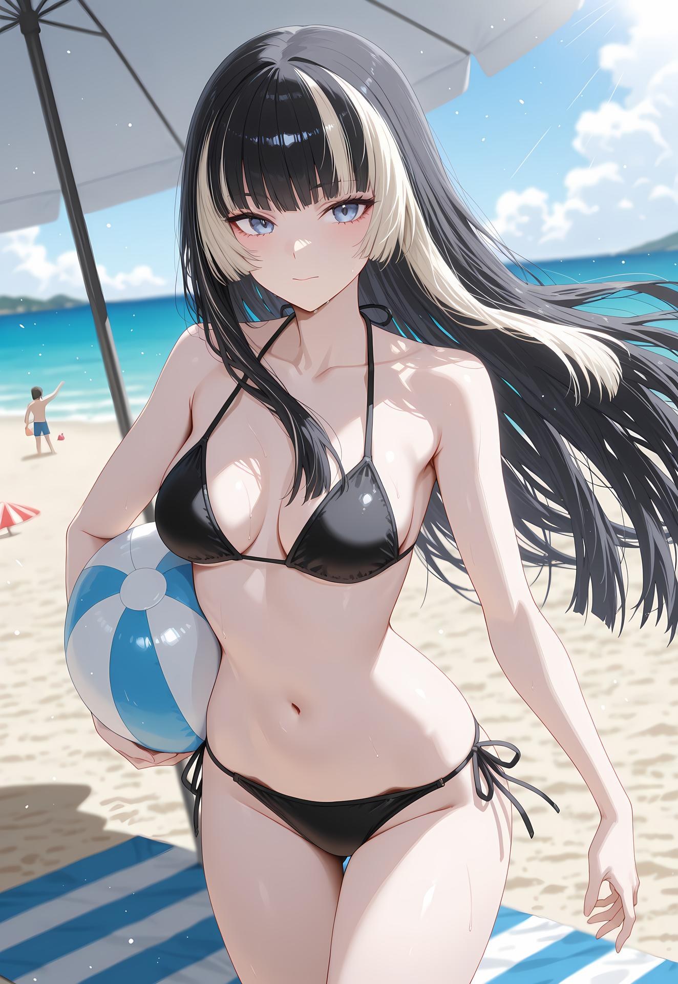 AI Generated Anime Girl - 儒乌风亭螺钿：泳装比基尼露穴 188P