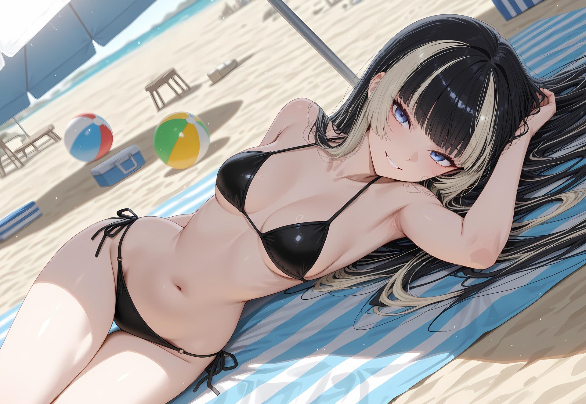 AI Generated Anime Girl - 儒乌风亭螺钿：泳装比基尼露穴 188P