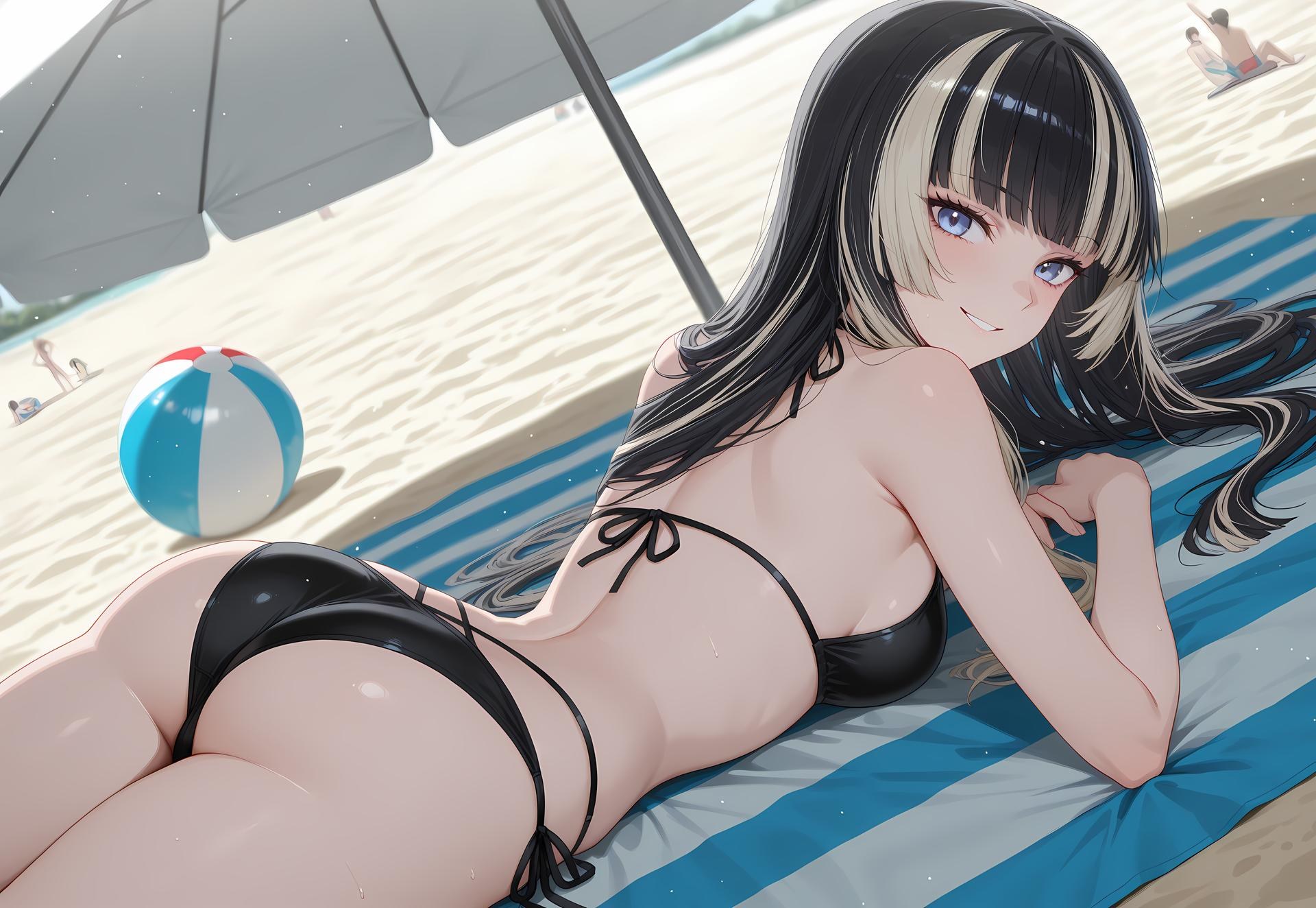 AI Generated Anime Girl - 儒乌风亭螺钿：泳装比基尼露穴 188P