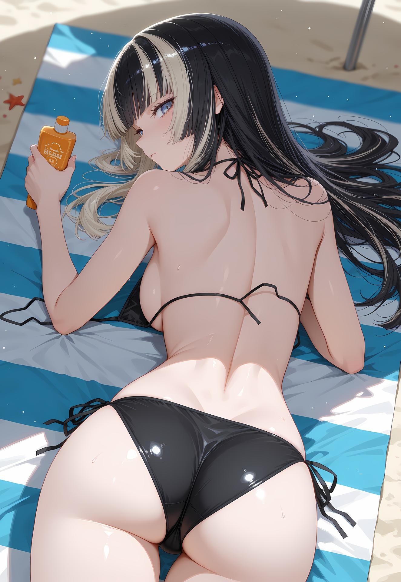 Cô gái anime do AI tạo - 儒乌风亭螺钿: bikini bơi lộ khe 188P