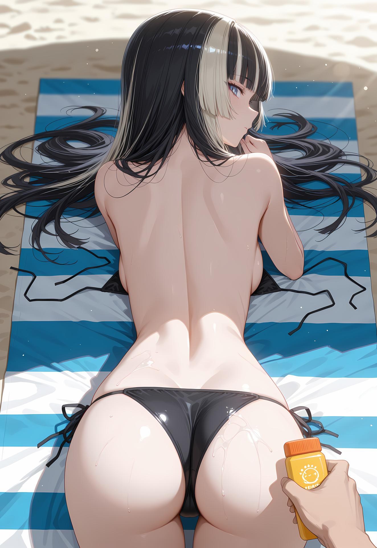 Cô gái anime do AI tạo - 儒乌风亭螺钿: bikini bơi lộ khe 188P
