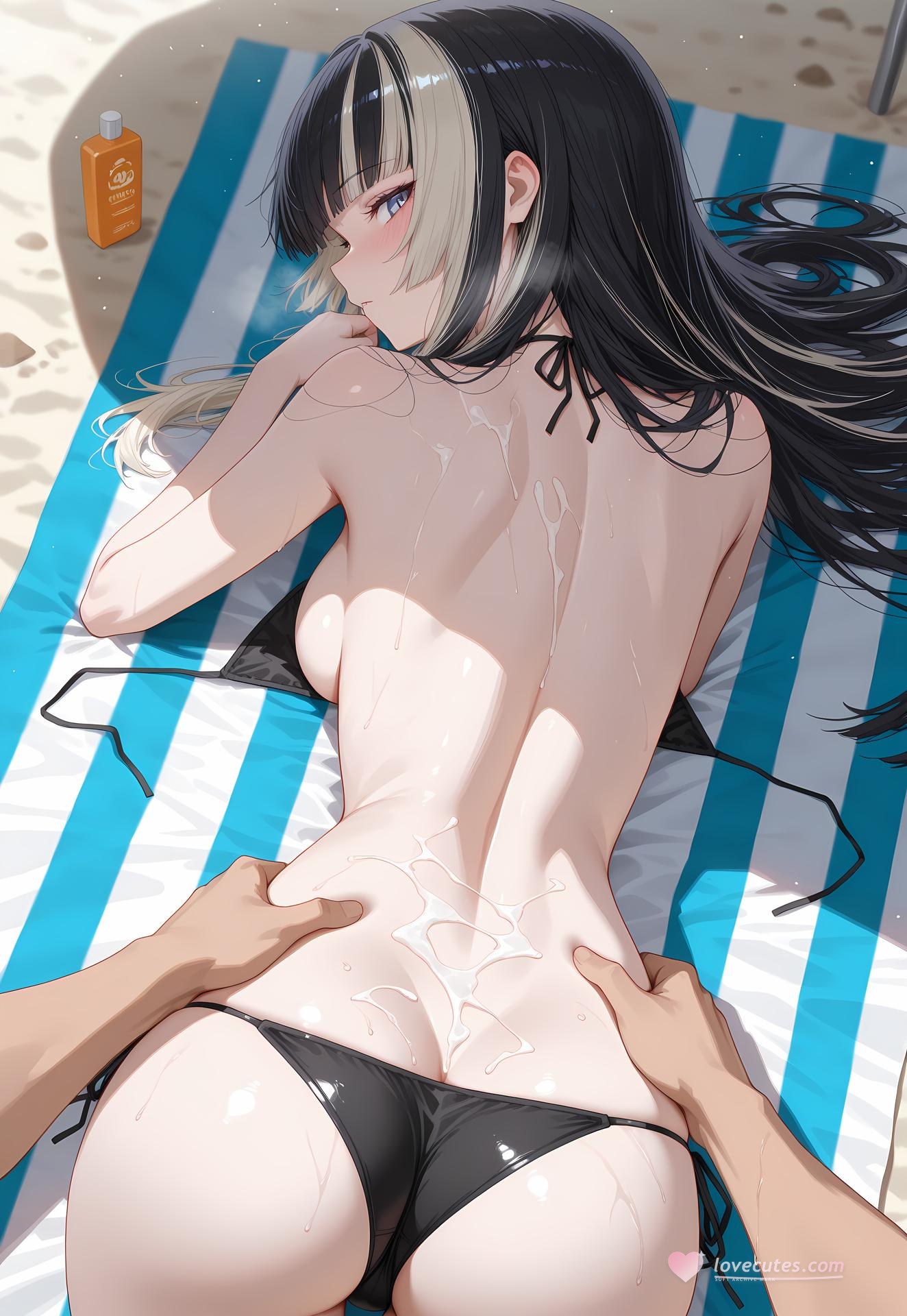 Cô gái anime do AI tạo - 儒乌风亭螺钿: bikini bơi lộ khe 188P