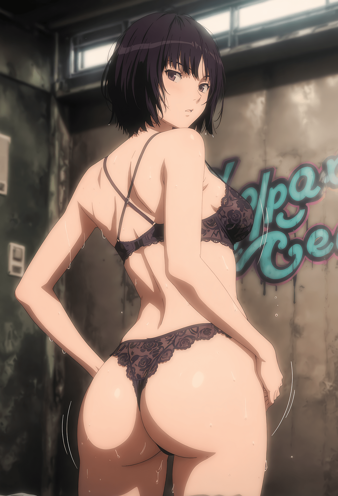 AI Generated Anime Girl - 圣诞之吻 七咲逢：ชุดว่ายน้ำรัดรูป ห้องอาบน้ำ และ露穴 30P