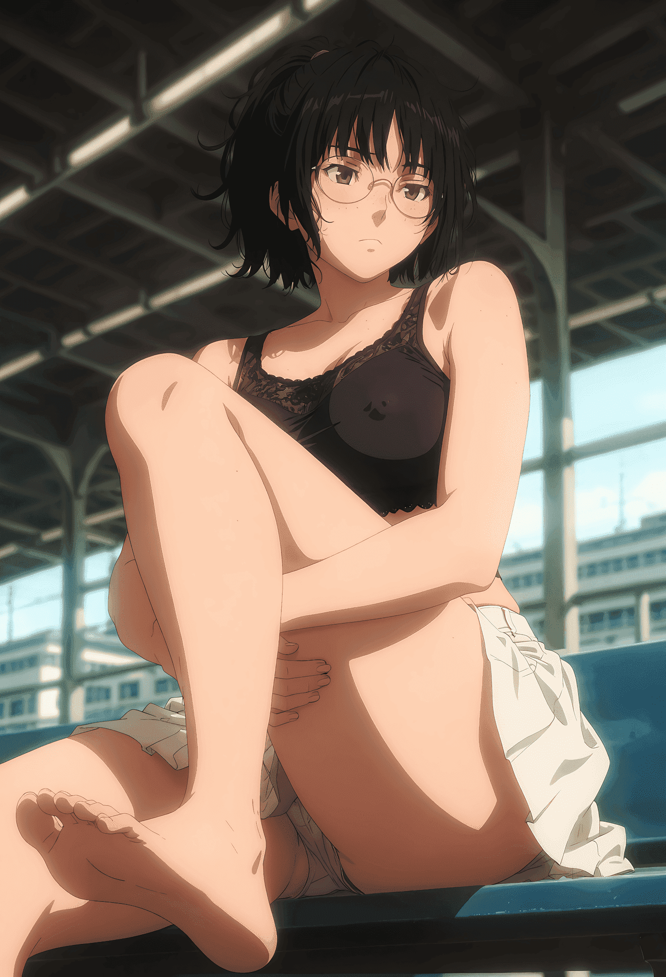 AI Generated Anime Girl - 圣诞之吻 七咲逢：紧身衣泳装浴室露穴 30P