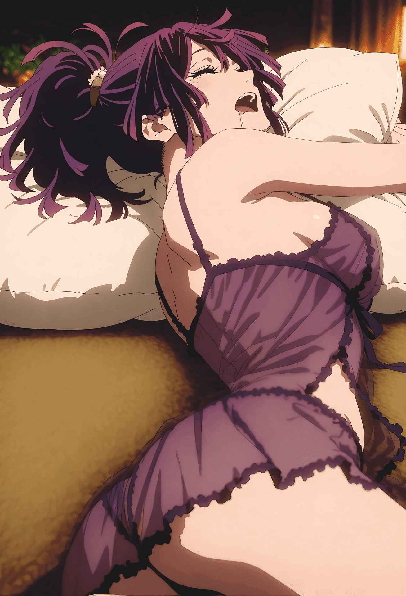 AI Generated Anime Girl - 地狱乐 杠：蕾丝内衣女仆装露点 102P