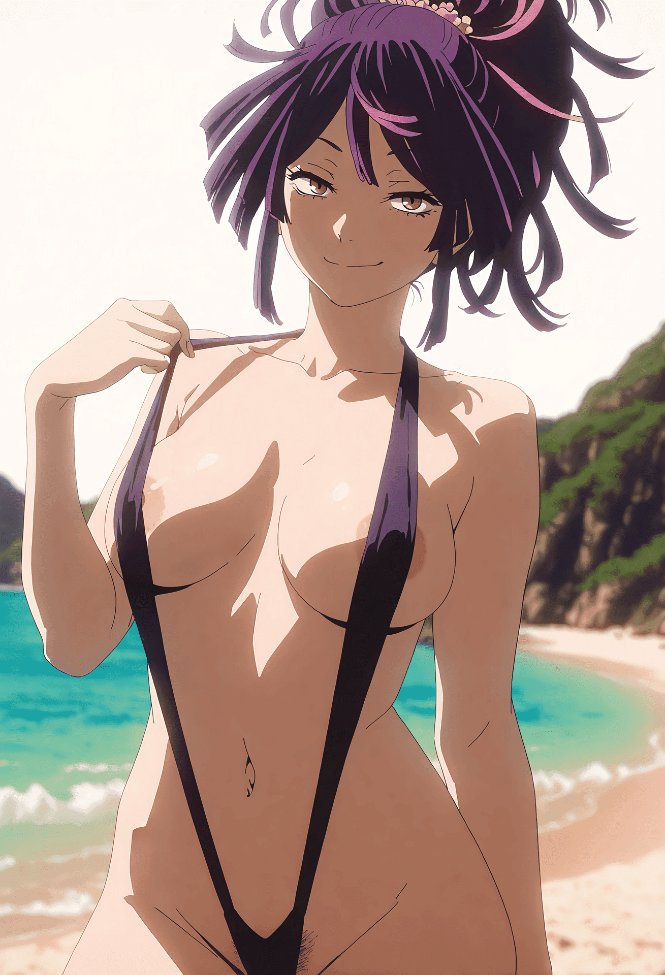 AI Generated Anime Girl - 地狱乐 杠：レース下着メイド服露点 102P