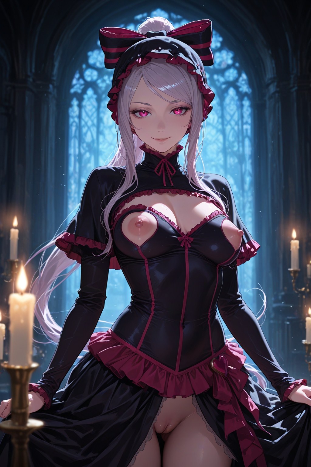 AI Generated Anime Girl - 夏提雅·ブラッドフレン：レースのランジェリーとメイド服、露出カット 490P