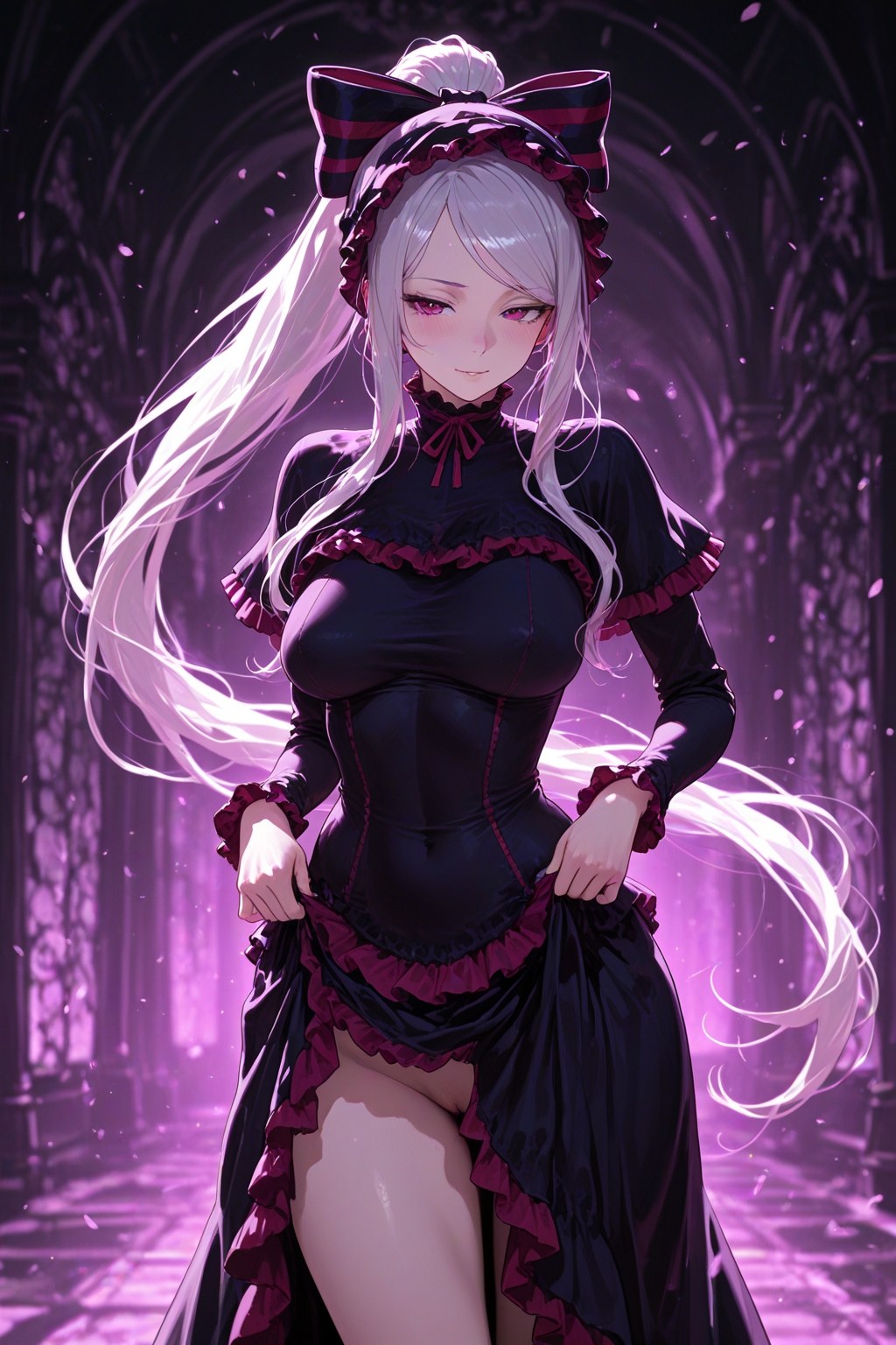 AI Generated Anime Girl - 夏提雅·ブラッドフレン：レースのランジェリーとメイド服、露出カット 490P