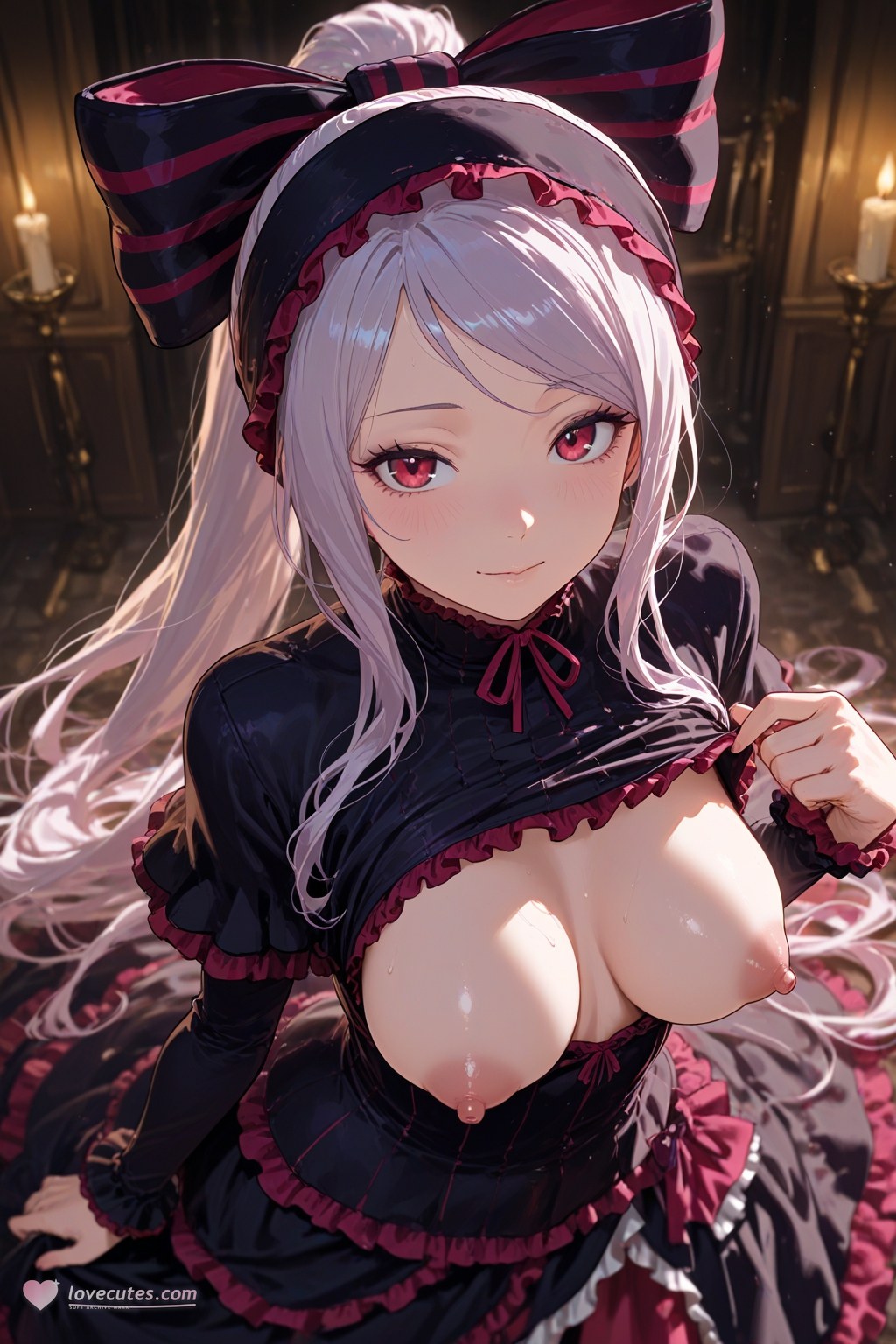 AI Generated Anime Girl - 夏提雅·ブラッドフレン：レースのランジェリーとメイド服、露出カット 490P
