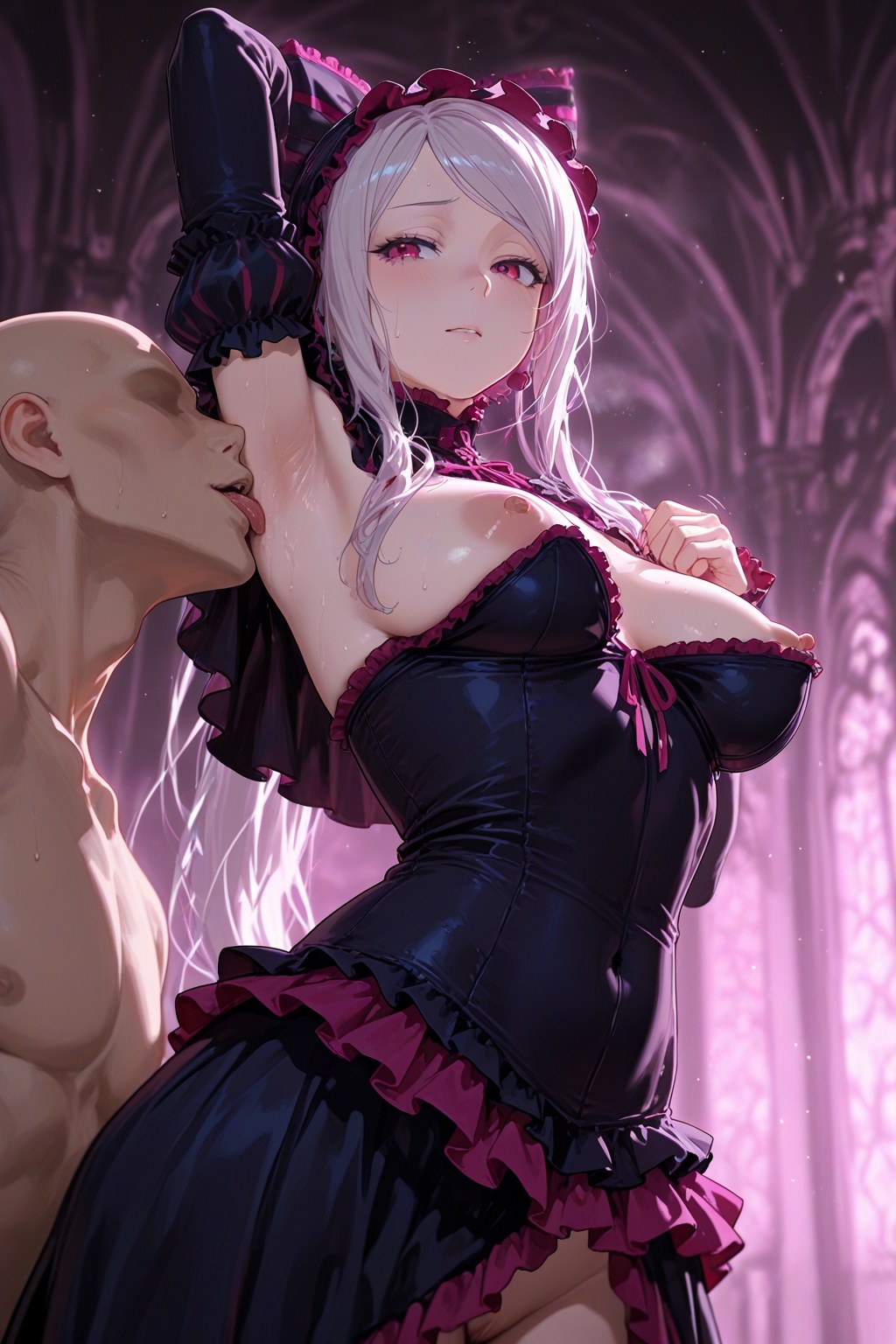AI Generated Anime Girl - 夏提雅·ブラッドフレン：レースのランジェリーとメイド服、露出カット 490P
