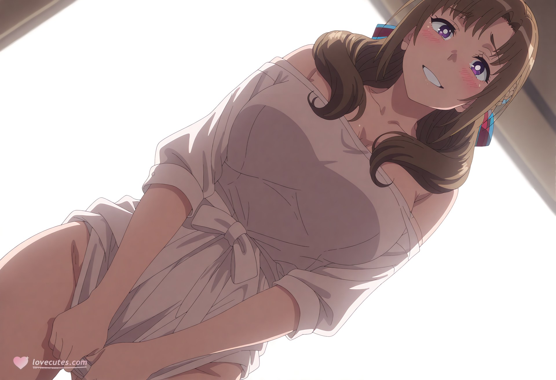 AI Generated Anime Girl - Daiyoshi Mashimoko: Lace Lingerie School Uniform Bathroom Exposed 83P